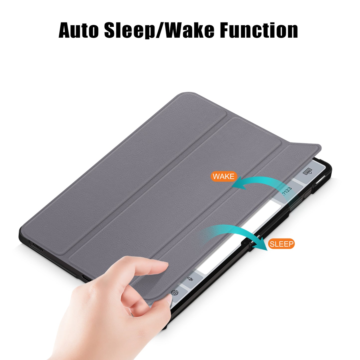 Leather Case for Samsung Galaxy Tab S9 Ultra SM-X910 M-X916B SM-X918U , Tri-fold Stand Anti-drop Tablet Cover - Grey