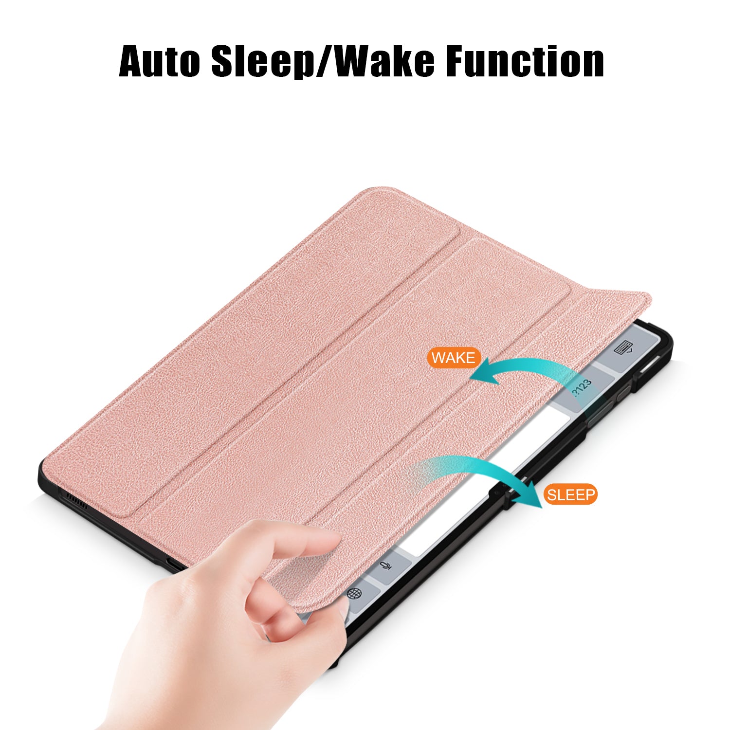 Leather Case for Samsung Galaxy Tab S9 Ultra SM-X910 M-X916B SM-X918U , Tri-fold Stand Anti-drop Tablet Cover - Rose Gold