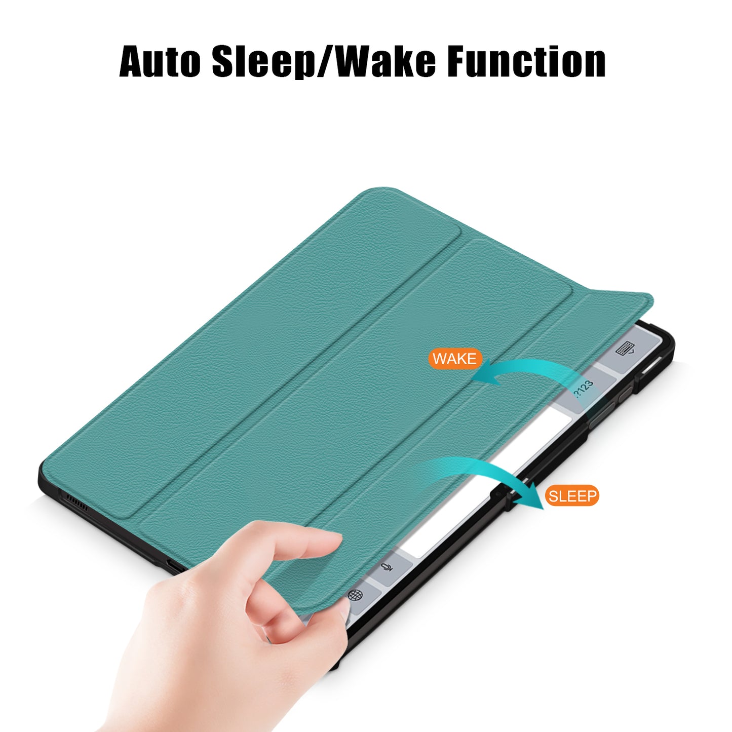 Leather Case for Samsung Galaxy Tab S9 Ultra SM-X910 M-X916B SM-X918U , Tri-fold Stand Anti-drop Tablet Cover - Blackish Green