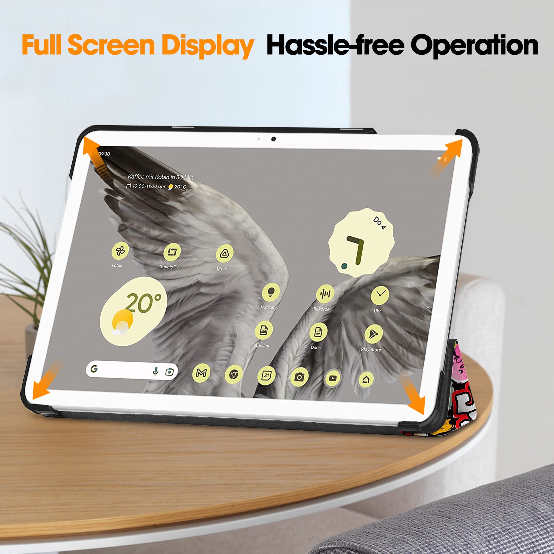 Trifold Stand PU Leather Case for Google Pixel Tablet , Pattern Printing Protective Tablet Cover - Graffiti
