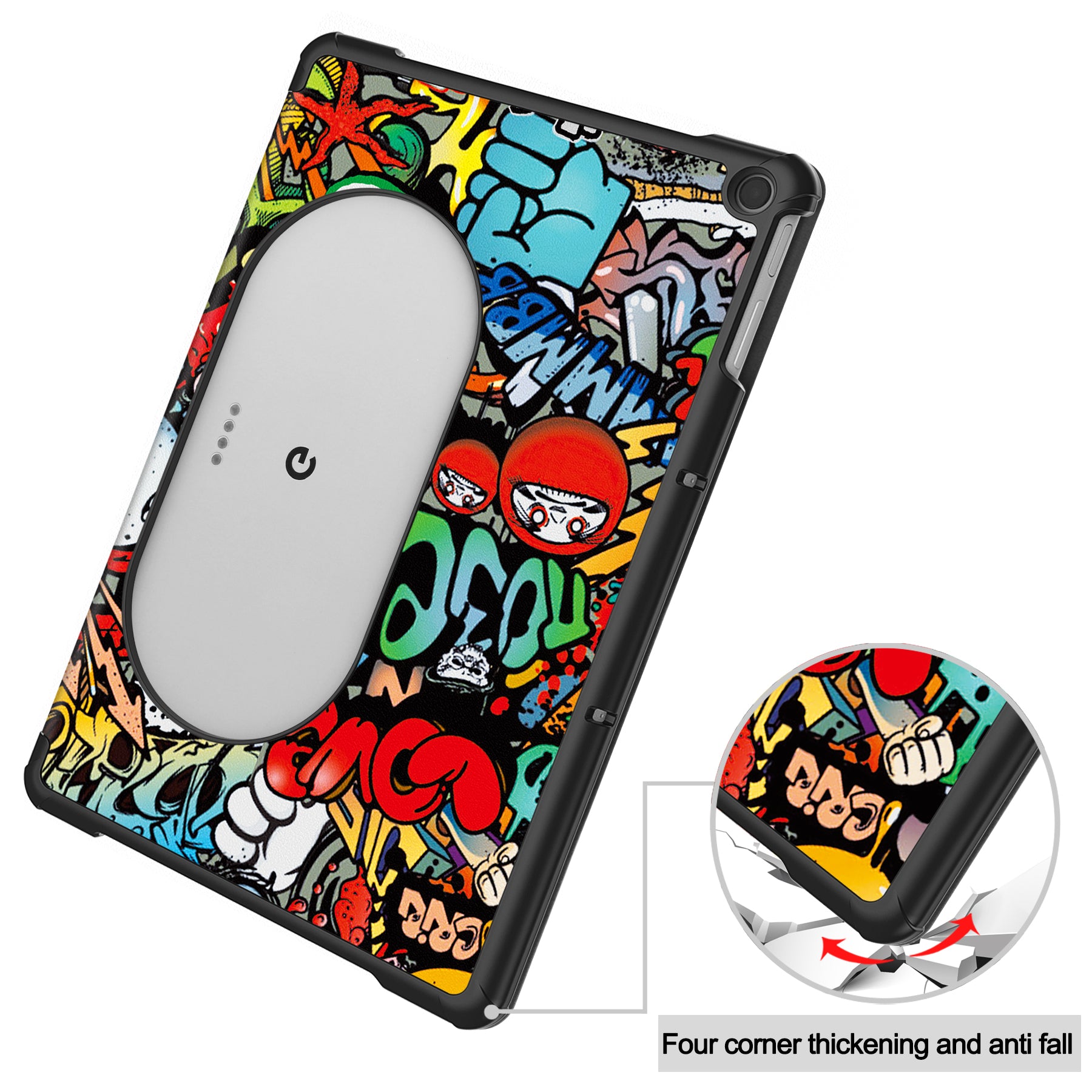 Trifold Stand PU Leather Case for Google Pixel Tablet , Pattern Printing Protective Tablet Cover - Graffiti