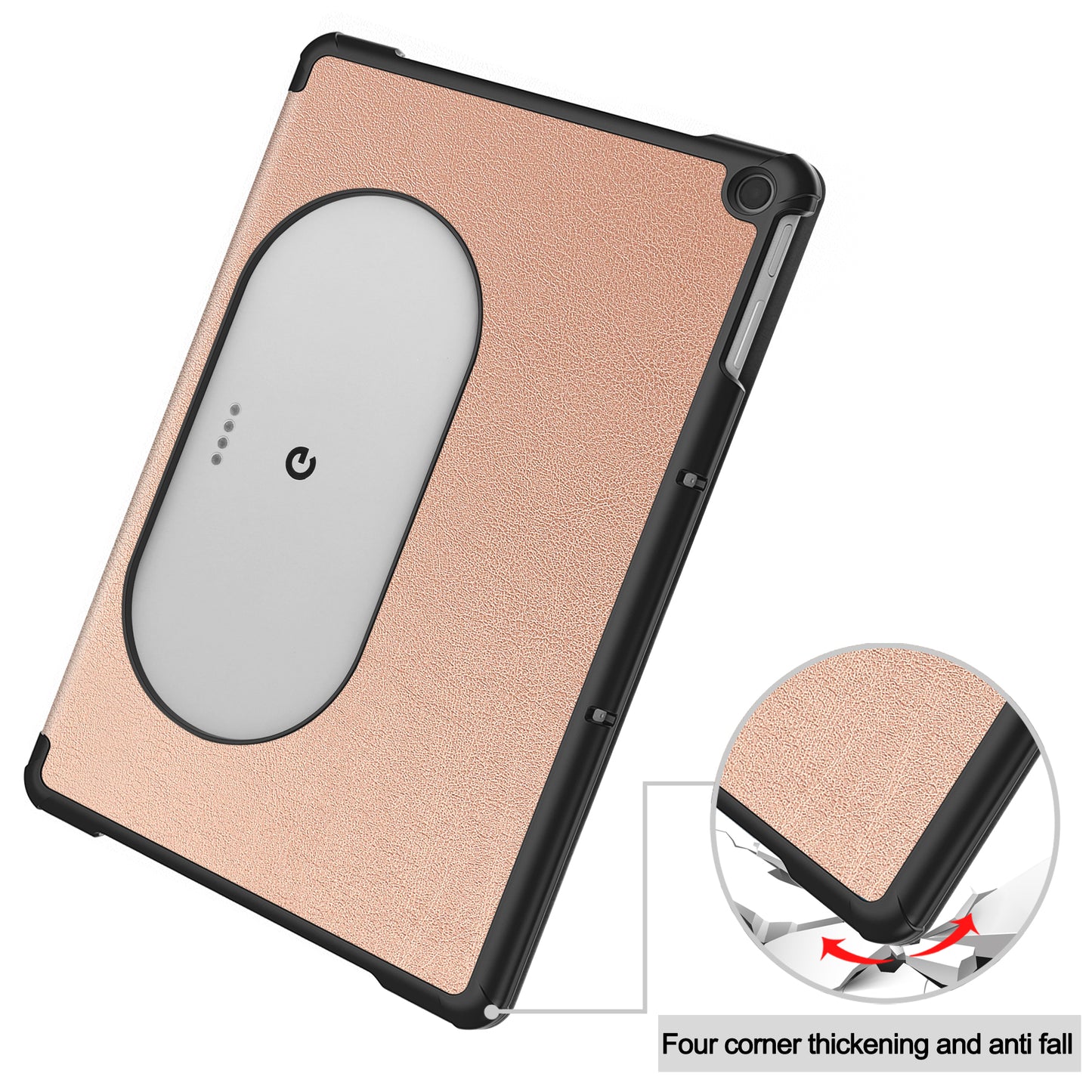Uniqkart for Google Pixel Tablet Tri-fold Stand Tablet Case PU Leather Anti-drop Tablet Cover - Rose Gold