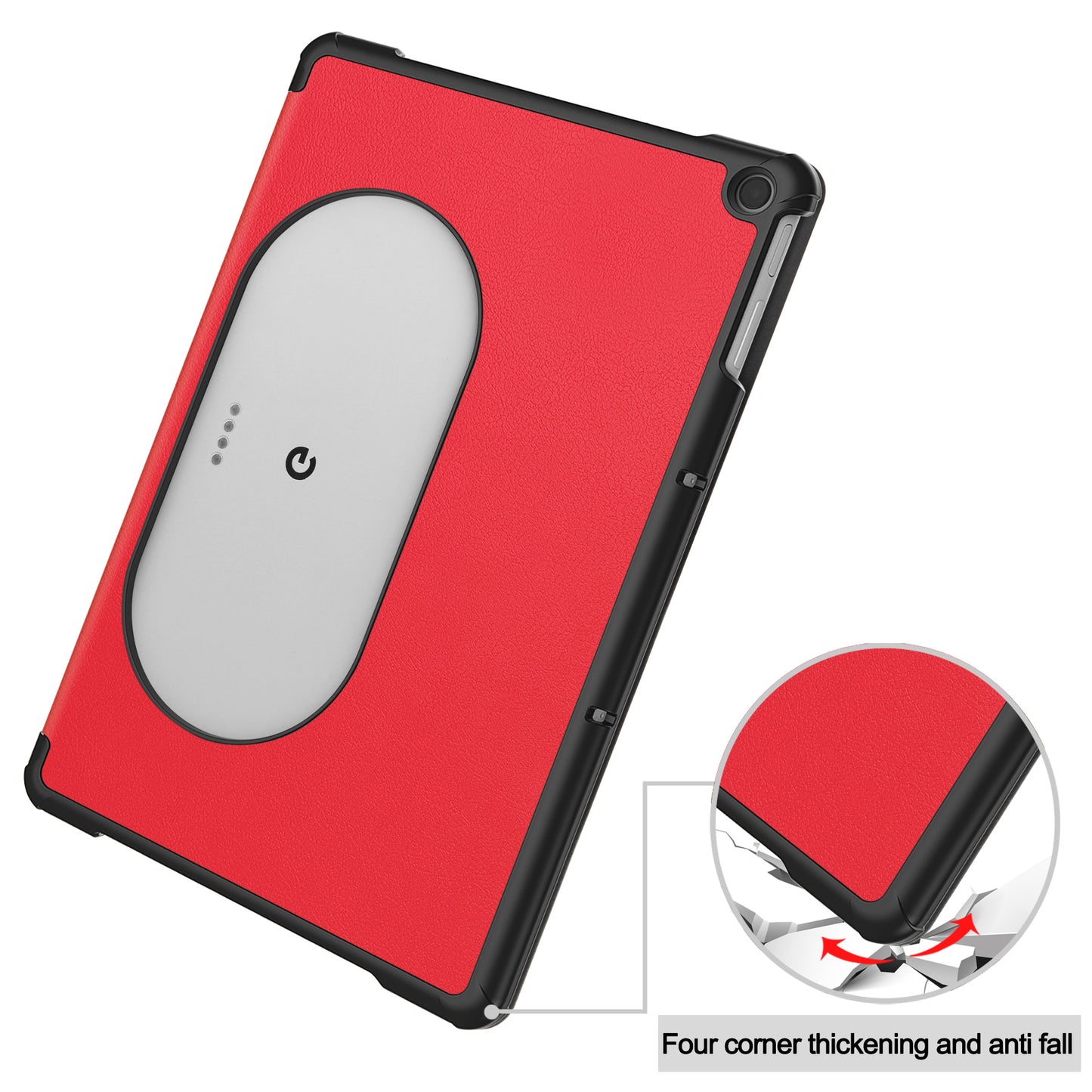Uniqkart for Google Pixel Tablet Tri-fold Stand Tablet Case PU Leather Anti-drop Tablet Cover - Red