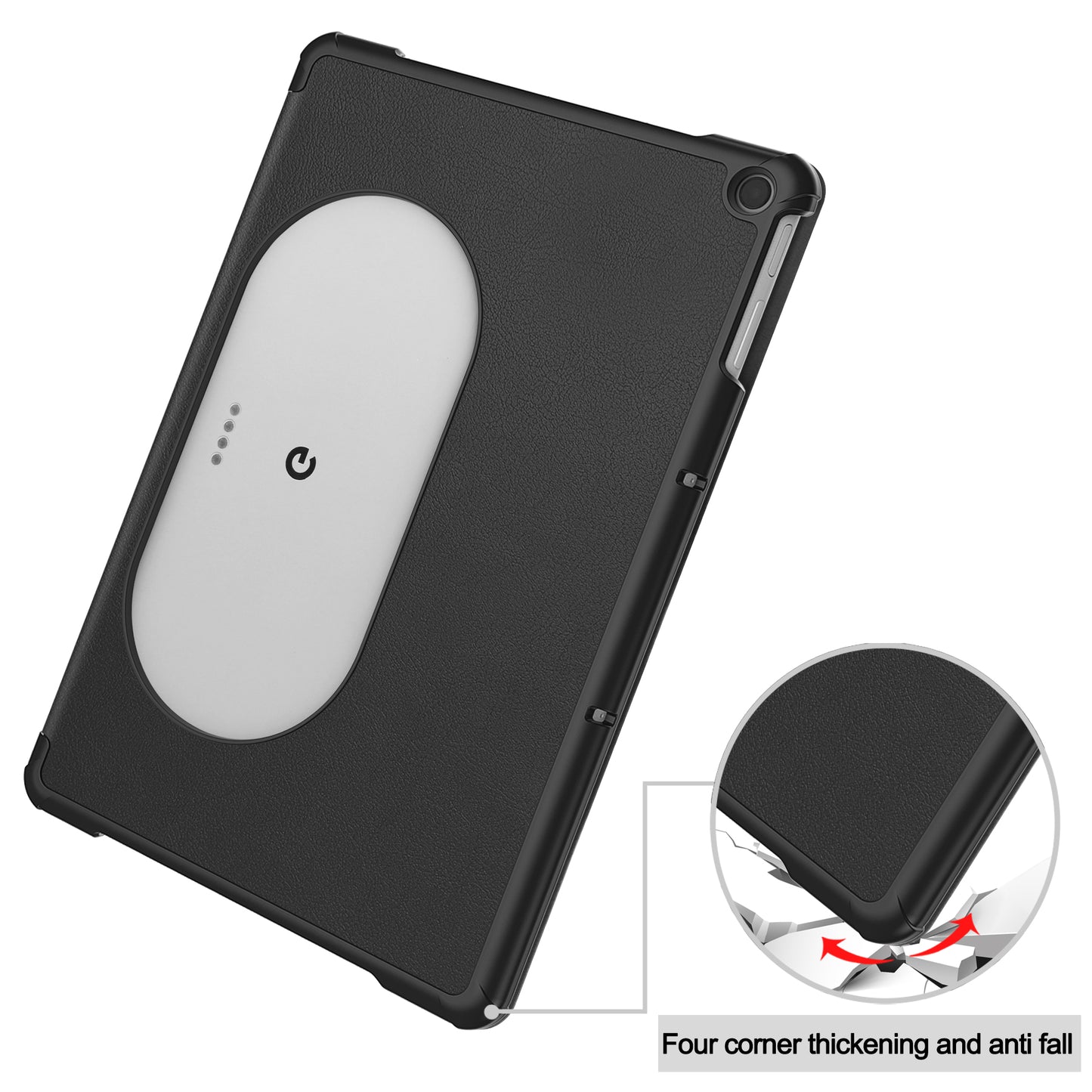 Uniqkart for Google Pixel Tablet Tri-fold Stand Tablet Case PU Leather Anti-drop Tablet Cover - Black