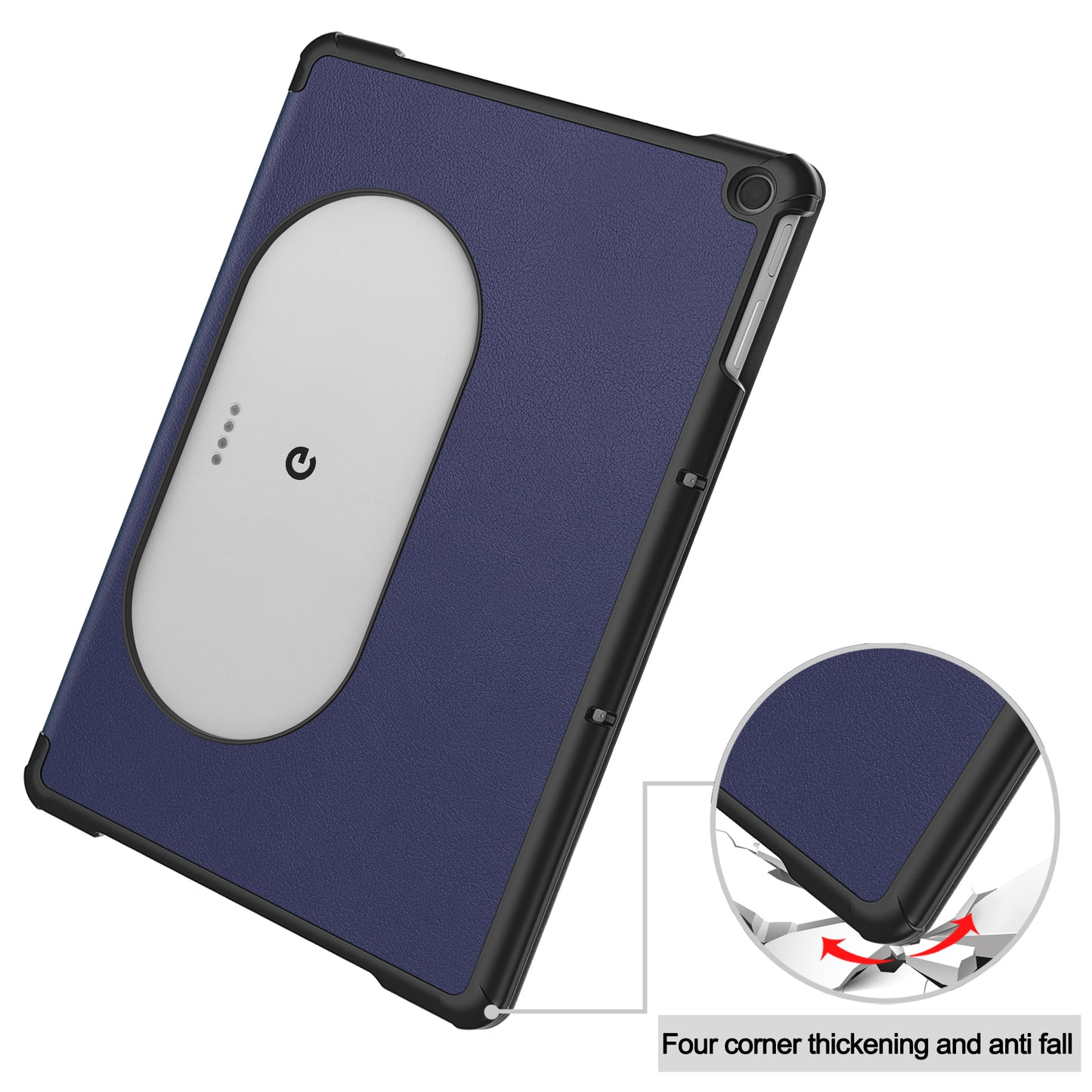 Uniqkart for Google Pixel Tablet Tri-fold Stand Tablet Case PU Leather Anti-drop Tablet Cover - Dark Blue