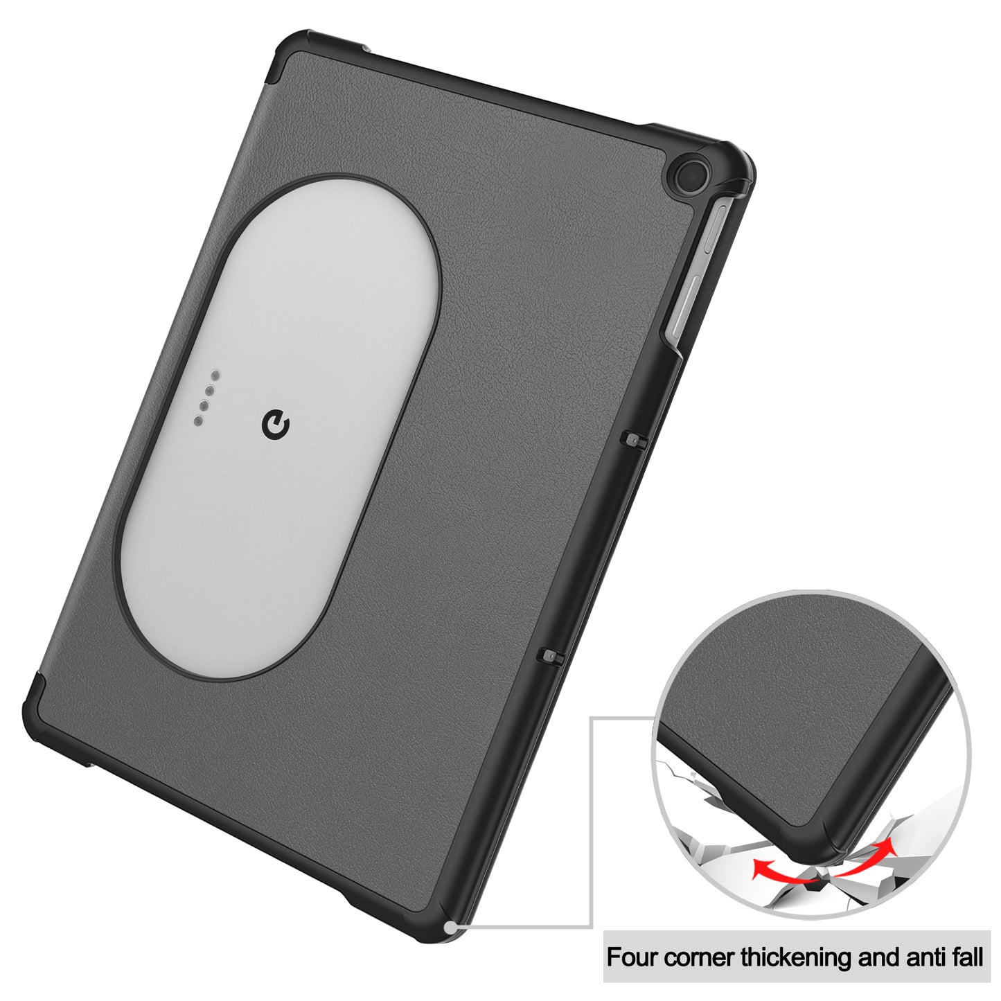 Uniqkart for Google Pixel Tablet Tri-fold Stand Tablet Case PU Leather Anti-drop Tablet Cover - Grey