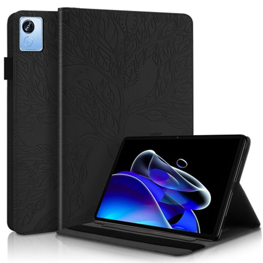 Uniqkart for Realme Pad X PU Leather Tablet Case Card Holder Imprinted Tree Stand Cover - Black