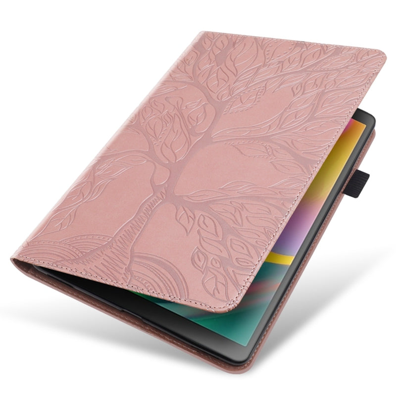 Uniqkart for Realme Pad X PU Leather Tablet Case Card Holder Imprinted Tree Stand Cover - Rose Gold