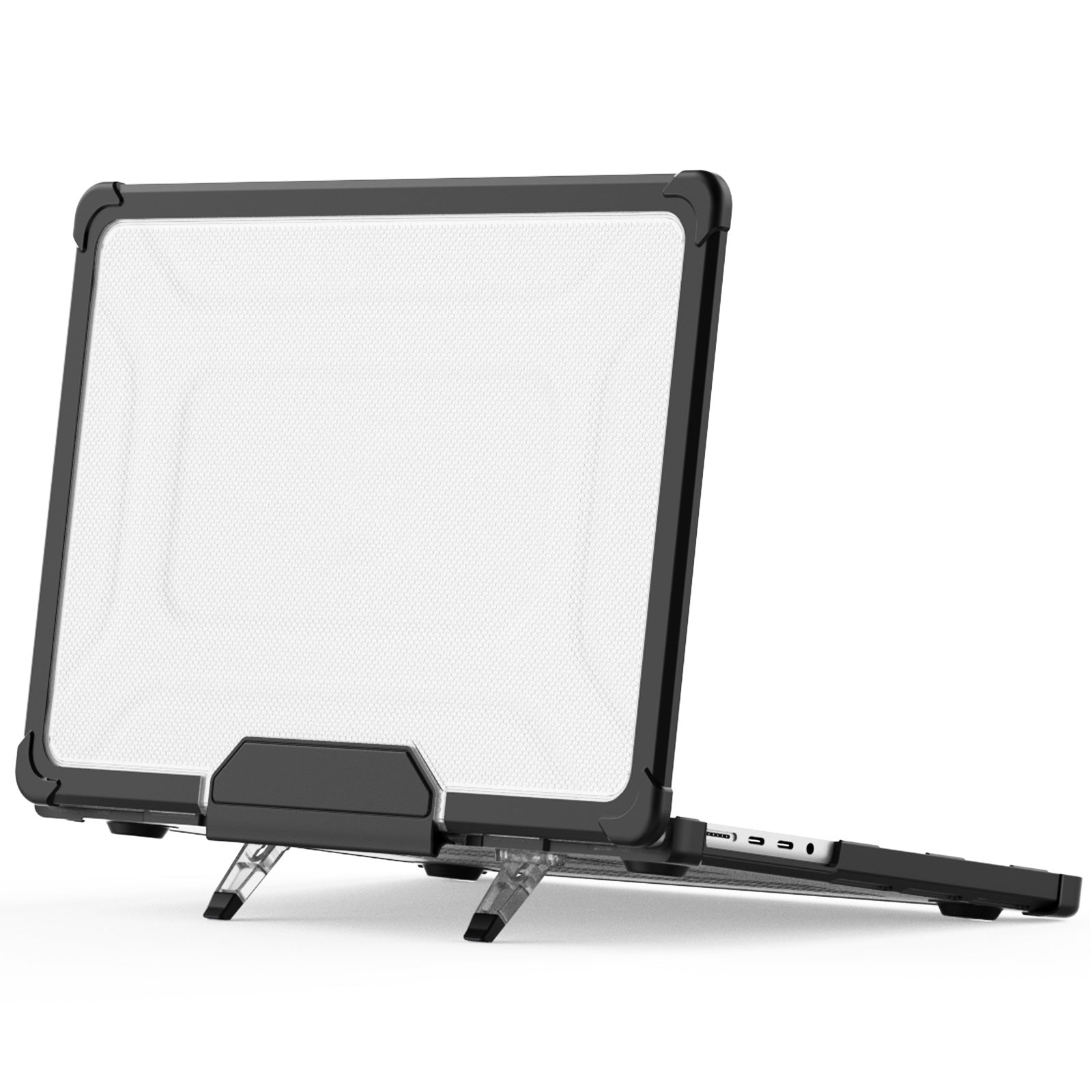 For MacBook Pro 14 inch (2021) / (2023) (A2442 M1 Pro  /  M1 Max / A2779) Heat Dissipation Hard PC+TPU Laptop Case with Kickstand - Black