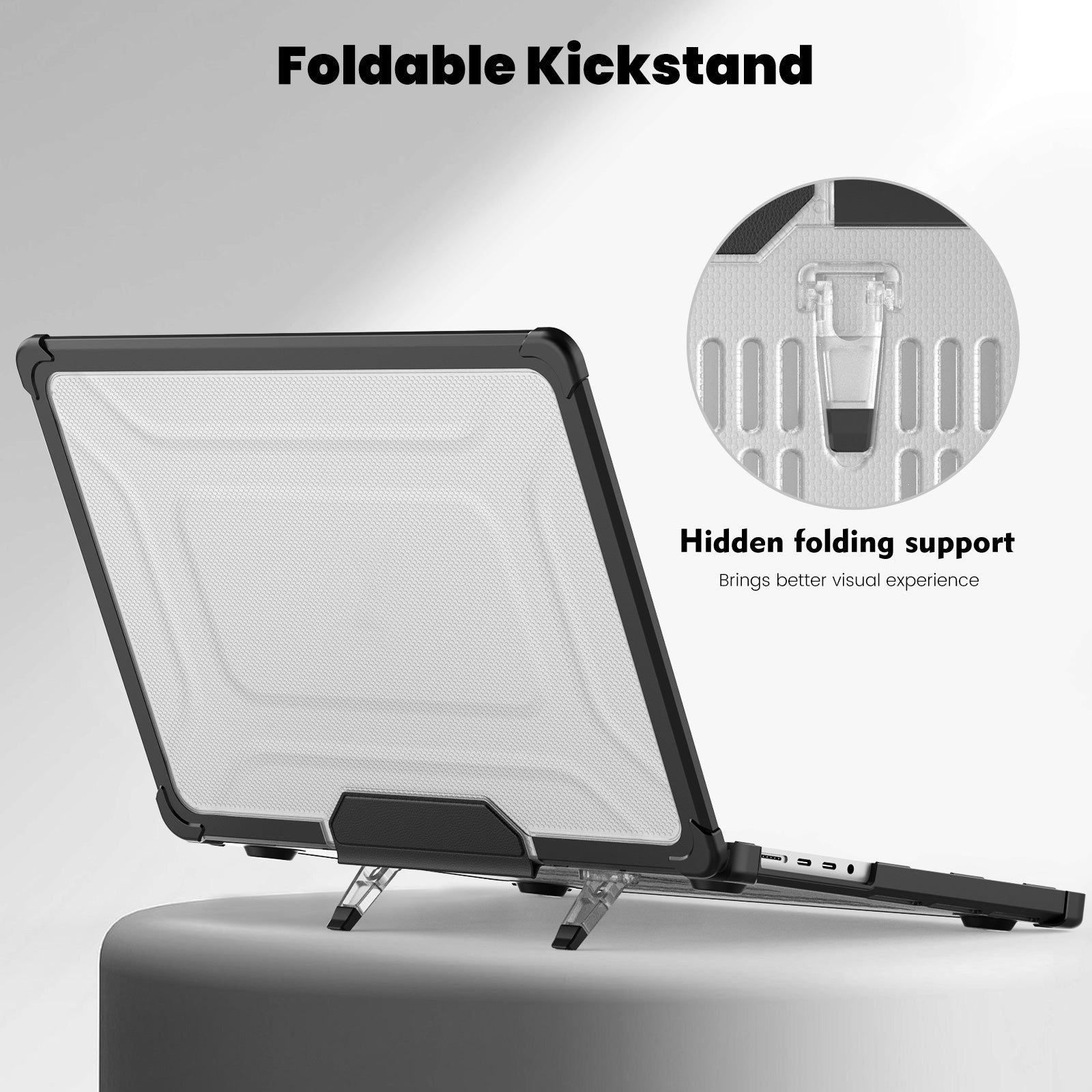 For MacBook Pro 14 inch (2021) / (2023) (A2442 M1 Pro  /  M1 Max / A2779) Heat Dissipation Hard PC+TPU Laptop Case with Kickstand - Black