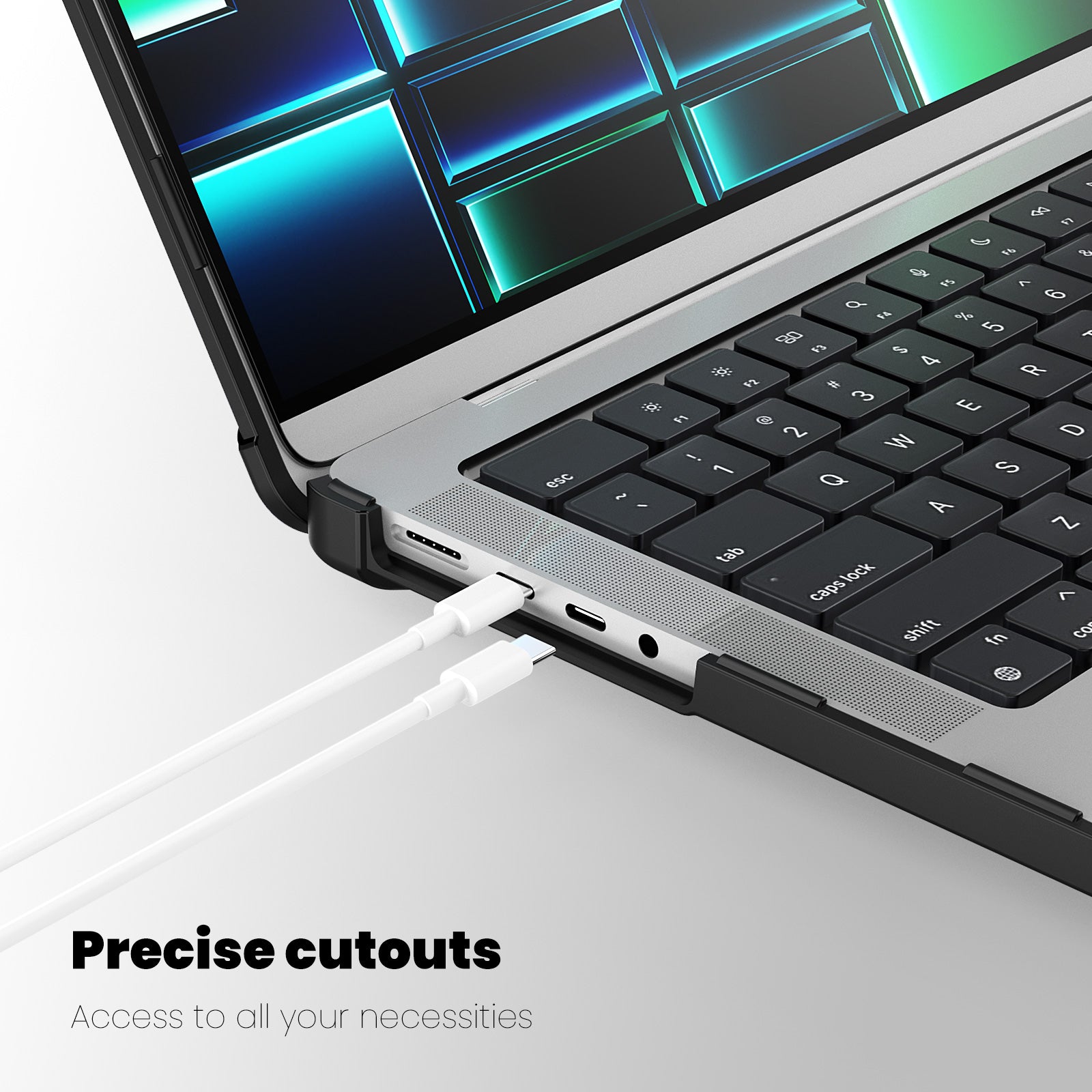 For MacBook Pro 14 inch (2021) / (2023) (A2442 M1 Pro  /  M1 Max / A2779) Heat Dissipation Hard PC+TPU Laptop Case with Kickstand - Black