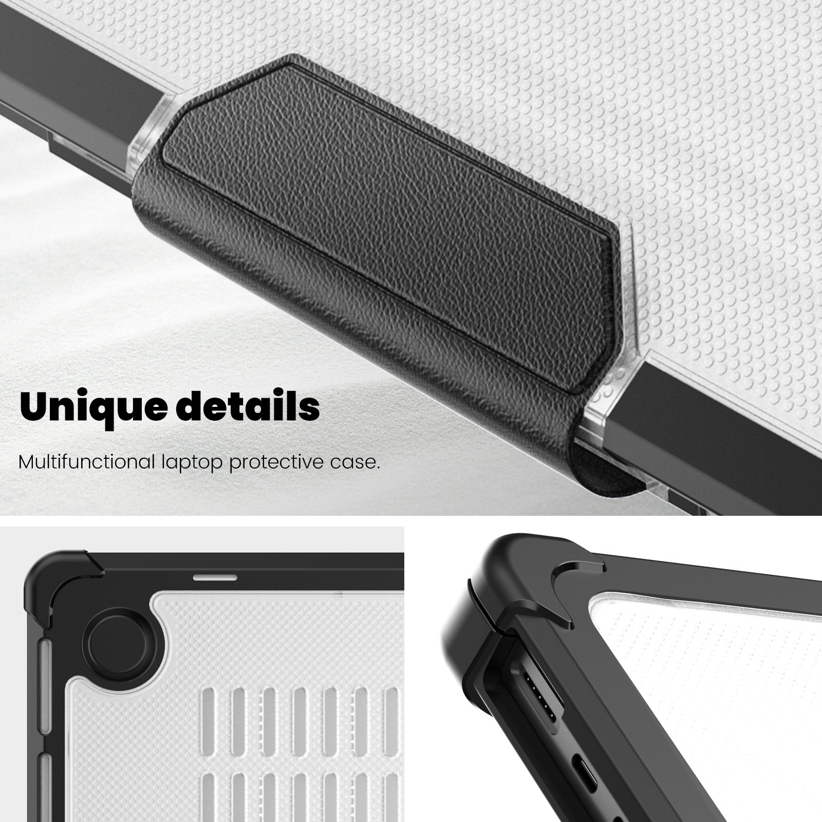 For MacBook Pro 14 inch (2021) / (2023) (A2442 M1 Pro  /  M1 Max / A2779) Heat Dissipation Hard PC+TPU Laptop Case with Kickstand - Black