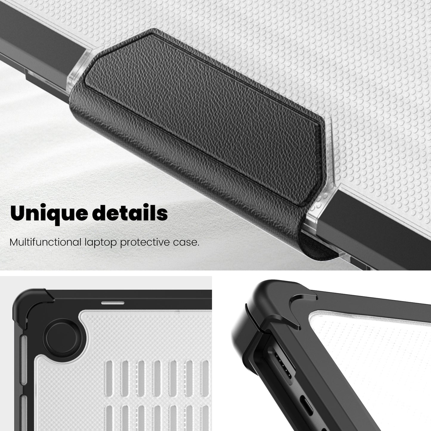 For MacBook Pro 14 inch (2021) / (2023) (A2442 M1 Pro  /  M1 Max / A2779) Heat Dissipation Hard PC+TPU Laptop Case with Kickstand - Black