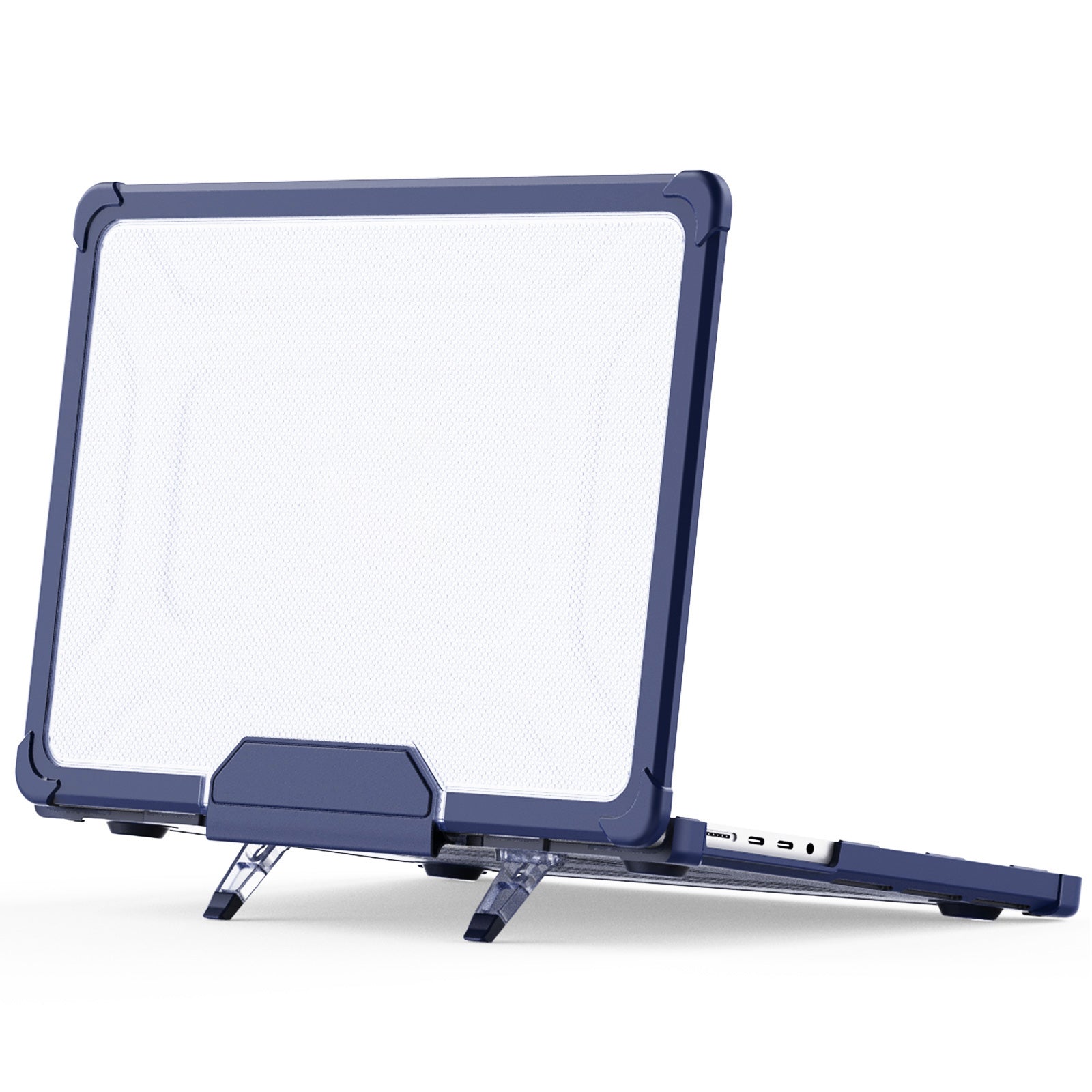 For MacBook Pro 14 inch (2021) / (2023) (A2442 M1 Pro  /  M1 Max / A2779) Heat Dissipation Hard PC+TPU Laptop Case with Kickstand - Navy Blue