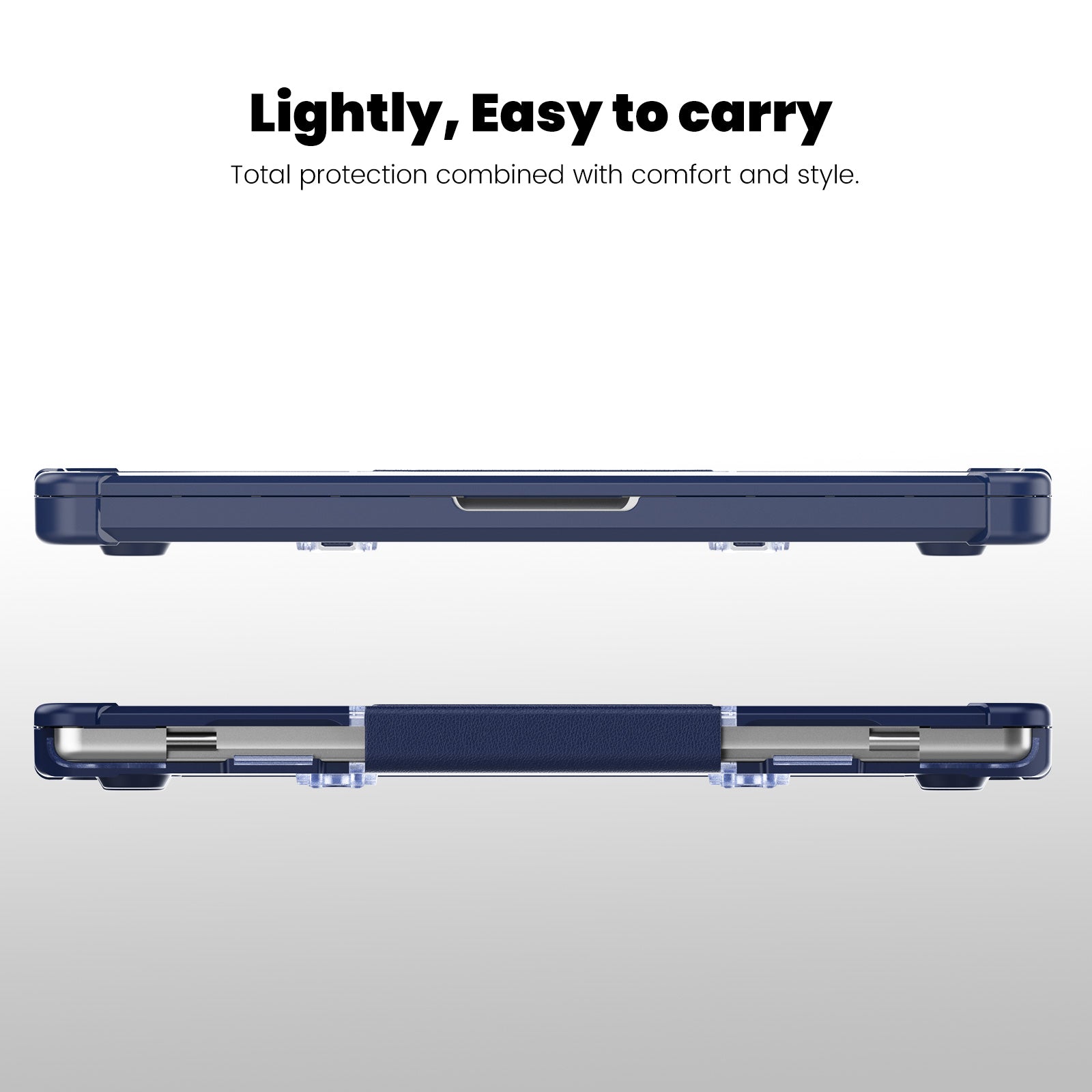 For MacBook Pro 14 inch (2021) / (2023) (A2442 M1 Pro  /  M1 Max / A2779) Heat Dissipation Hard PC+TPU Laptop Case with Kickstand - Navy Blue