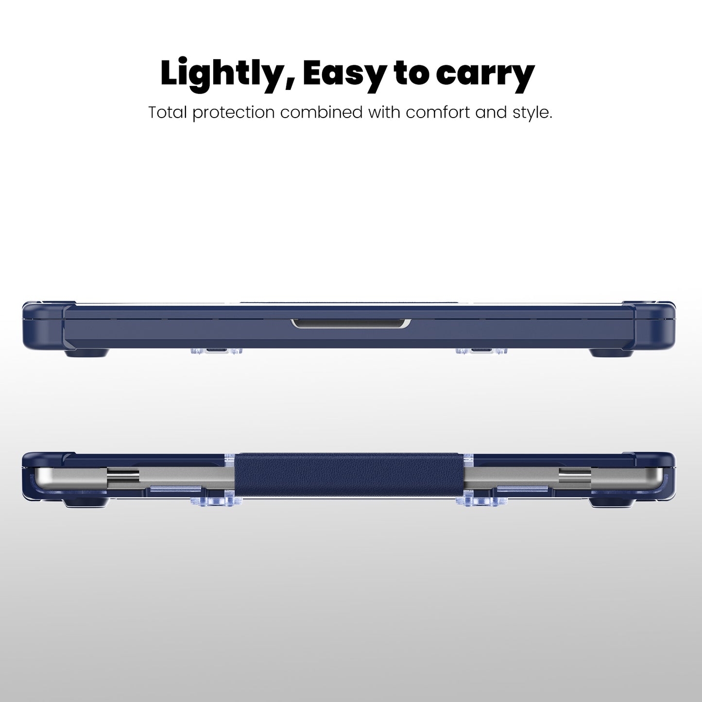 For MacBook Pro 14 inch (2021) / (2023) (A2442 M1 Pro  /  M1 Max / A2779) Heat Dissipation Hard PC+TPU Laptop Case with Kickstand - Navy Blue