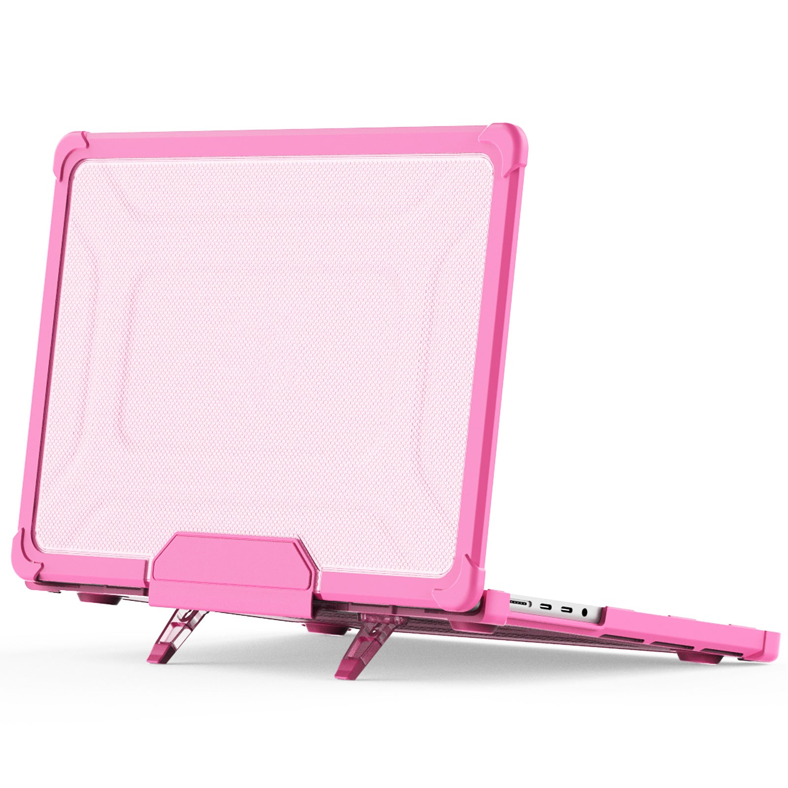 For MacBook Pro 14 inch (2021) / (2023) (A2442 M1 Pro  /  M1 Max / A2779) Heat Dissipation Hard PC+TPU Laptop Case with Kickstand - Rose