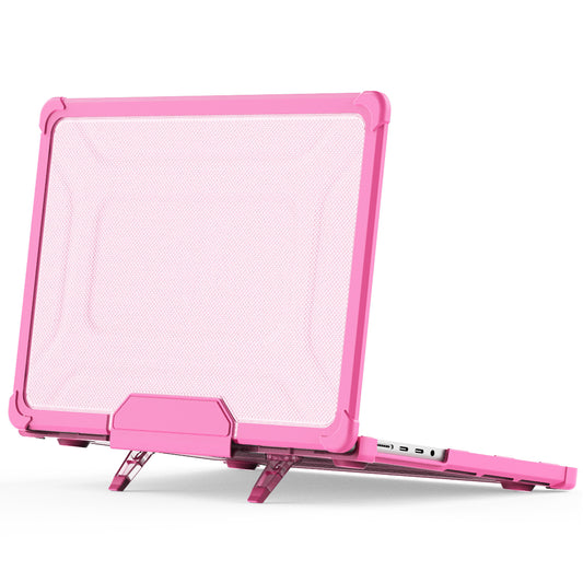 For MacBook Pro 14 inch (2021) / (2023) (A2442 M1 Pro  /  M1 Max / A2779) Heat Dissipation Hard PC+TPU Laptop Case with Kickstand - Rose