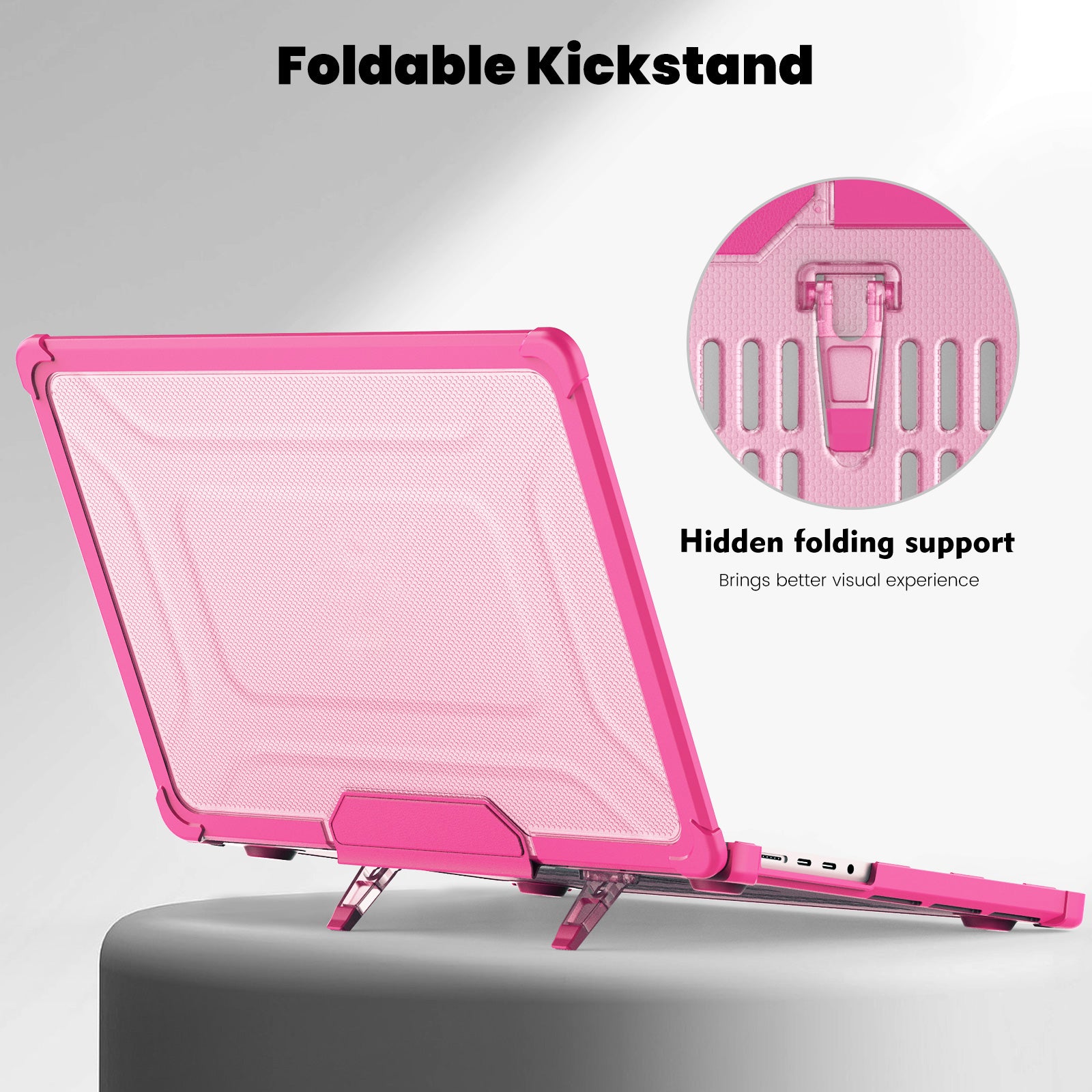 For MacBook Pro 14 inch (2021) / (2023) (A2442 M1 Pro  /  M1 Max / A2779) Heat Dissipation Hard PC+TPU Laptop Case with Kickstand - Rose