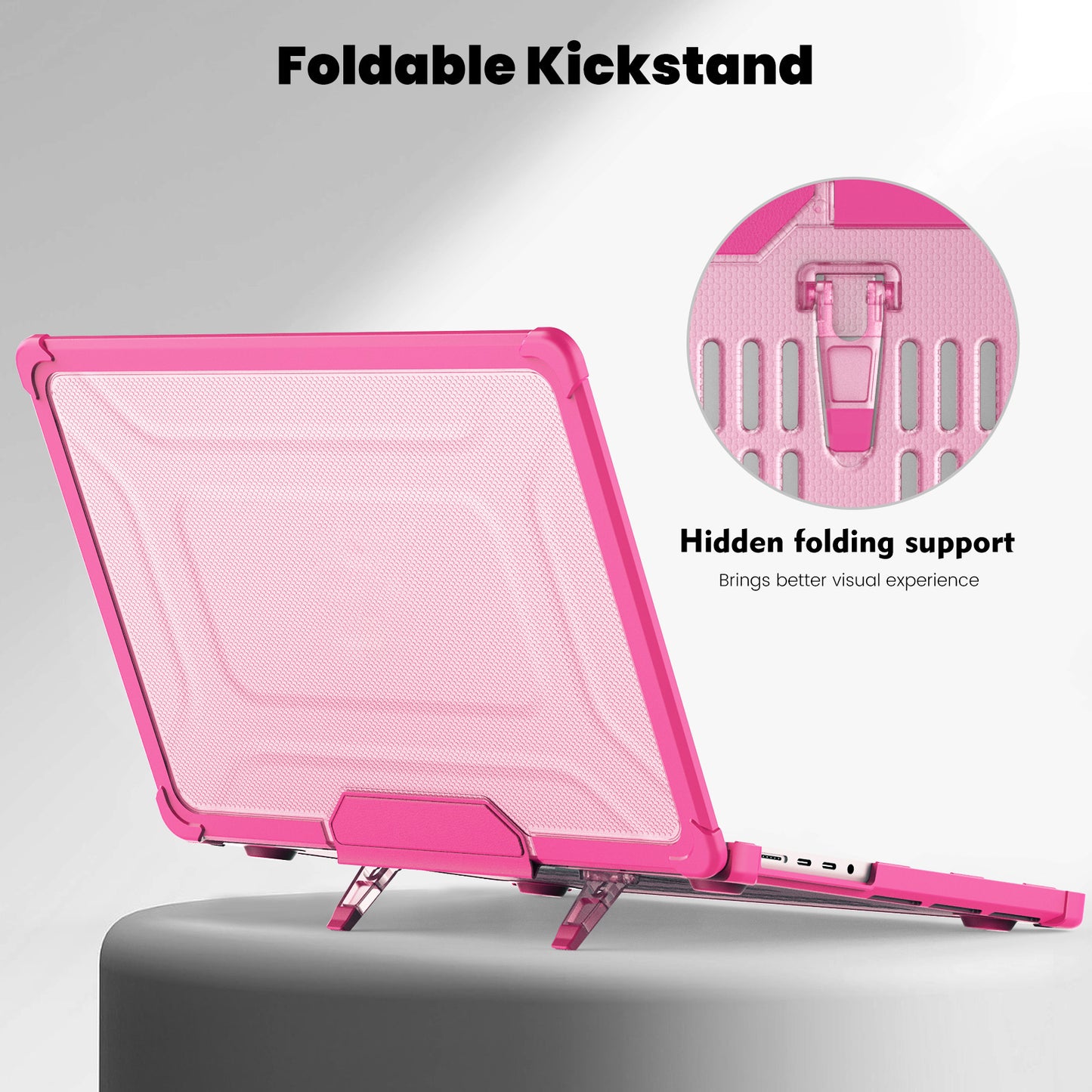 For MacBook Pro 14 inch (2021) / (2023) (A2442 M1 Pro  /  M1 Max / A2779) Heat Dissipation Hard PC+TPU Laptop Case with Kickstand - Rose