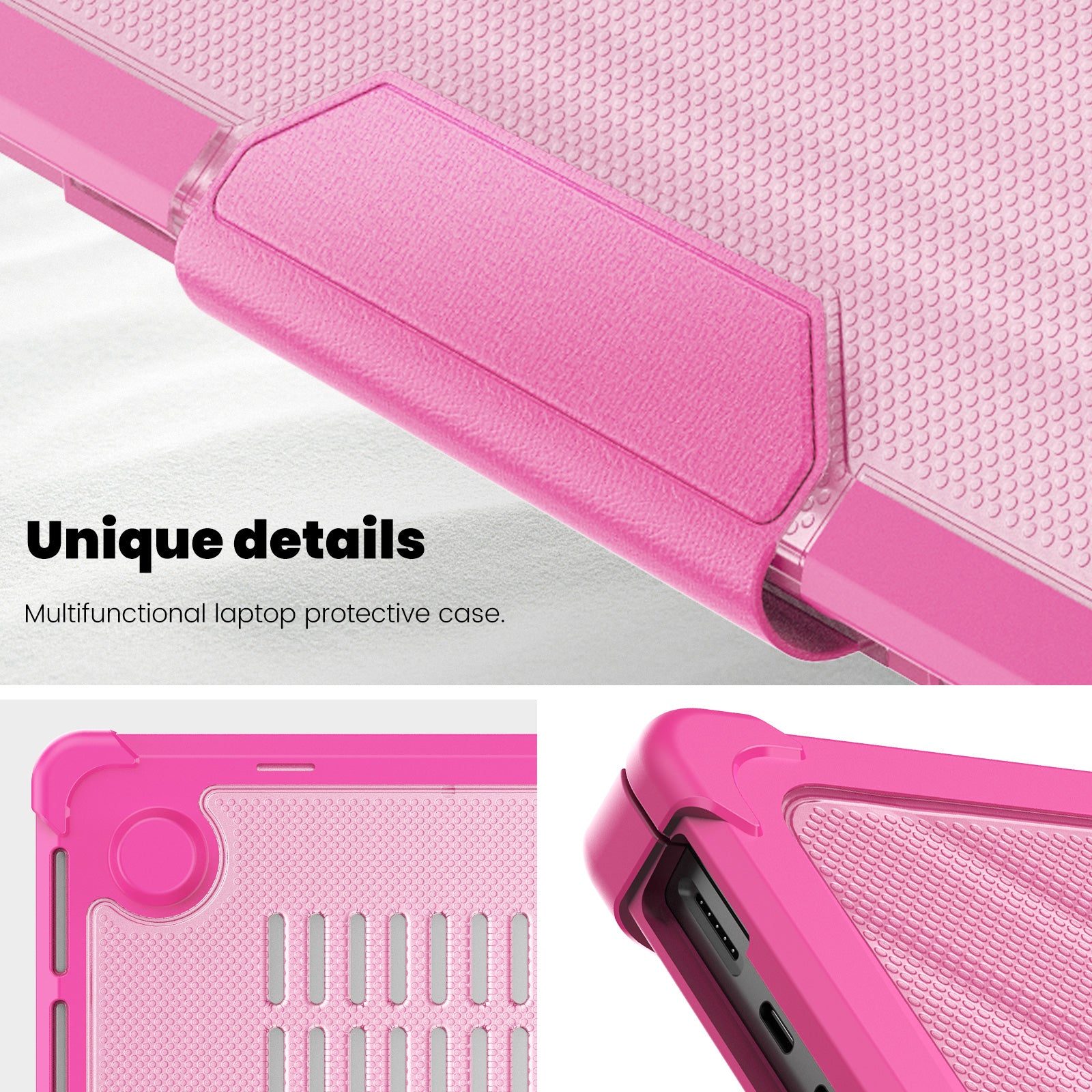 For MacBook Pro 14 inch (2021) / (2023) (A2442 M1 Pro  /  M1 Max / A2779) Heat Dissipation Hard PC+TPU Laptop Case with Kickstand - Rose