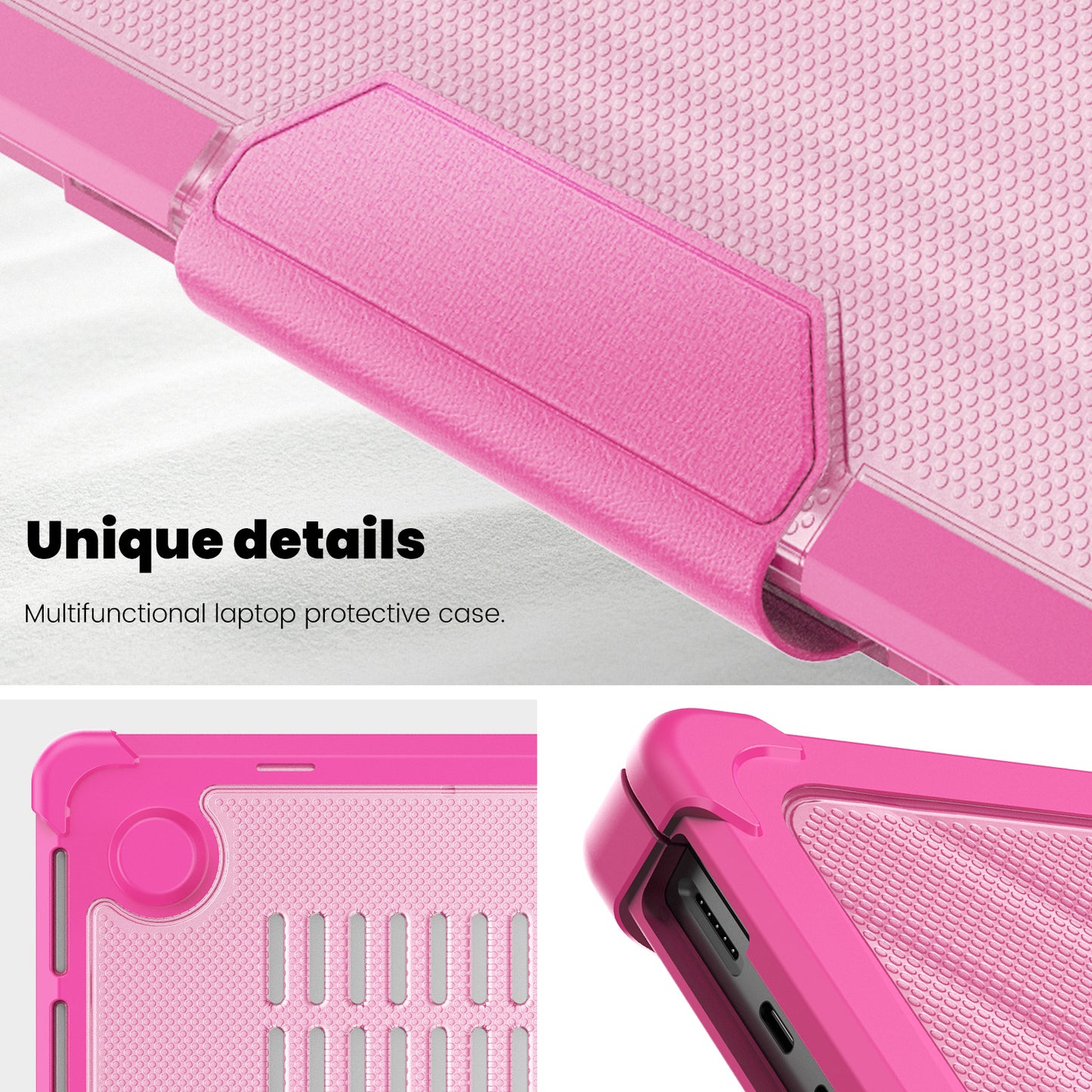 For MacBook Pro 14 inch (2021) / (2023) (A2442 M1 Pro  /  M1 Max / A2779) Heat Dissipation Hard PC+TPU Laptop Case with Kickstand - Rose