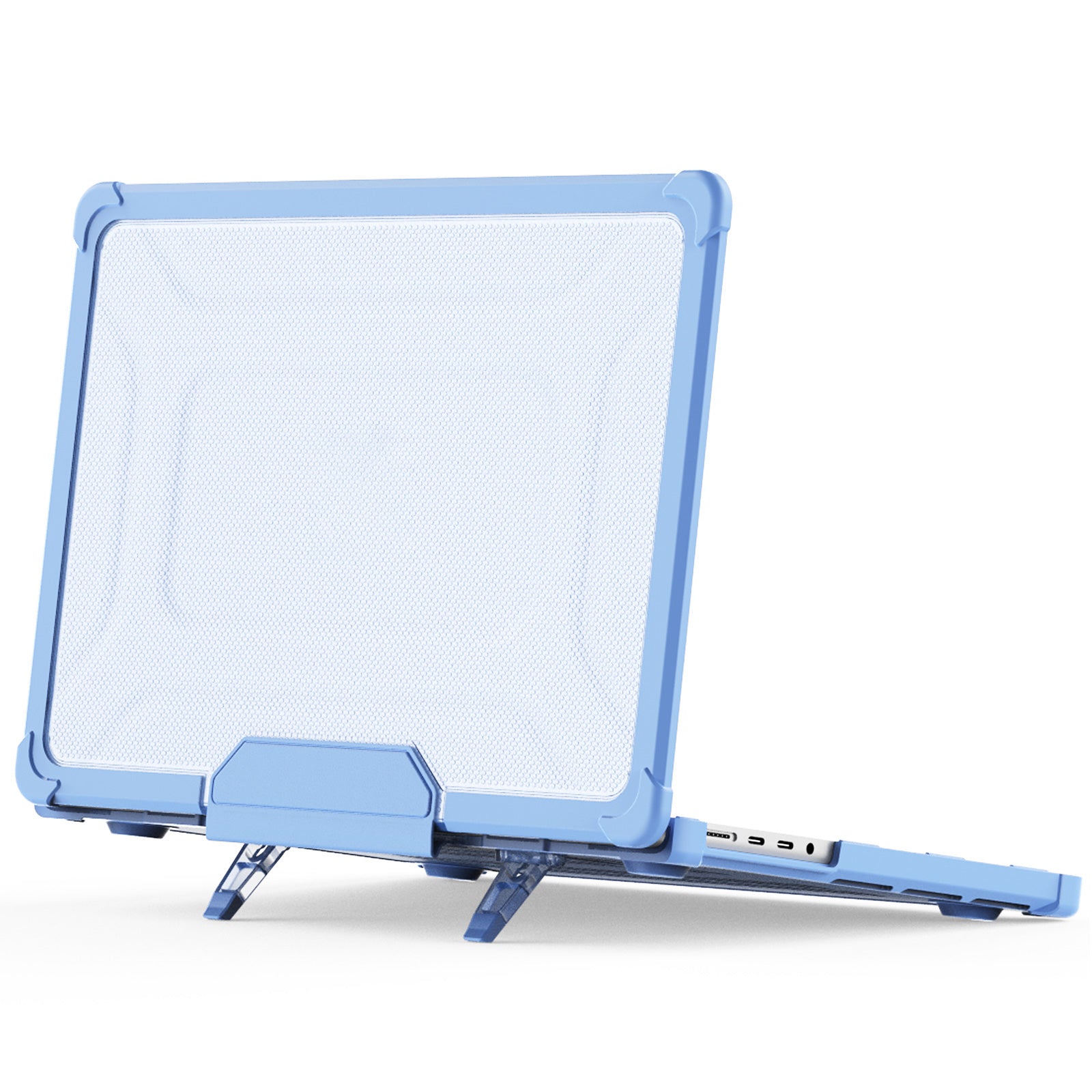 For MacBook Pro 14 inch (2021) / (2023) (A2442 M1 Pro  /  M1 Max / A2779) Heat Dissipation Hard PC+TPU Laptop Case with Kickstand - Baby Blue