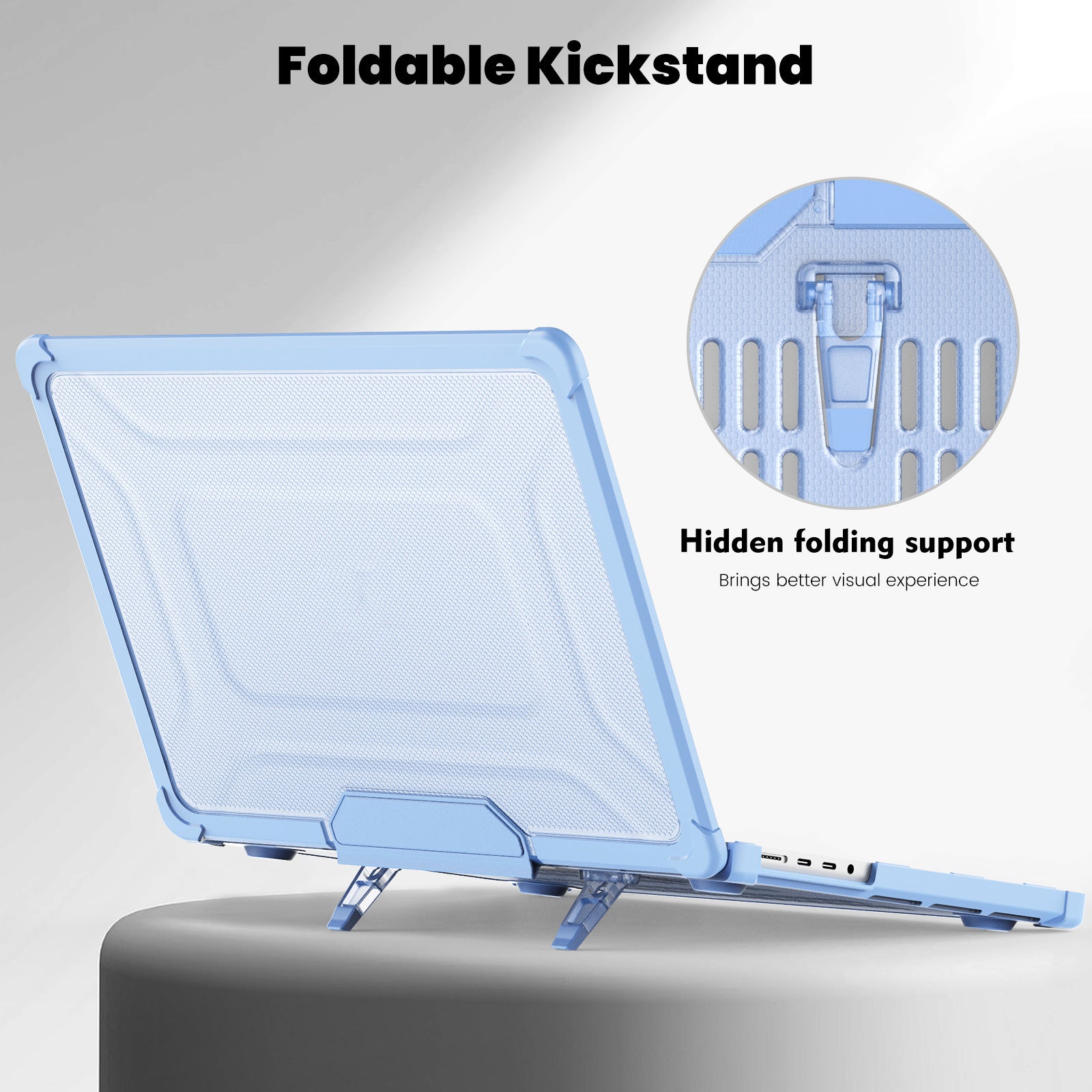 For MacBook Pro 14 inch (2021) / (2023) (A2442 M1 Pro  /  M1 Max / A2779) Heat Dissipation Hard PC+TPU Laptop Case with Kickstand - Baby Blue