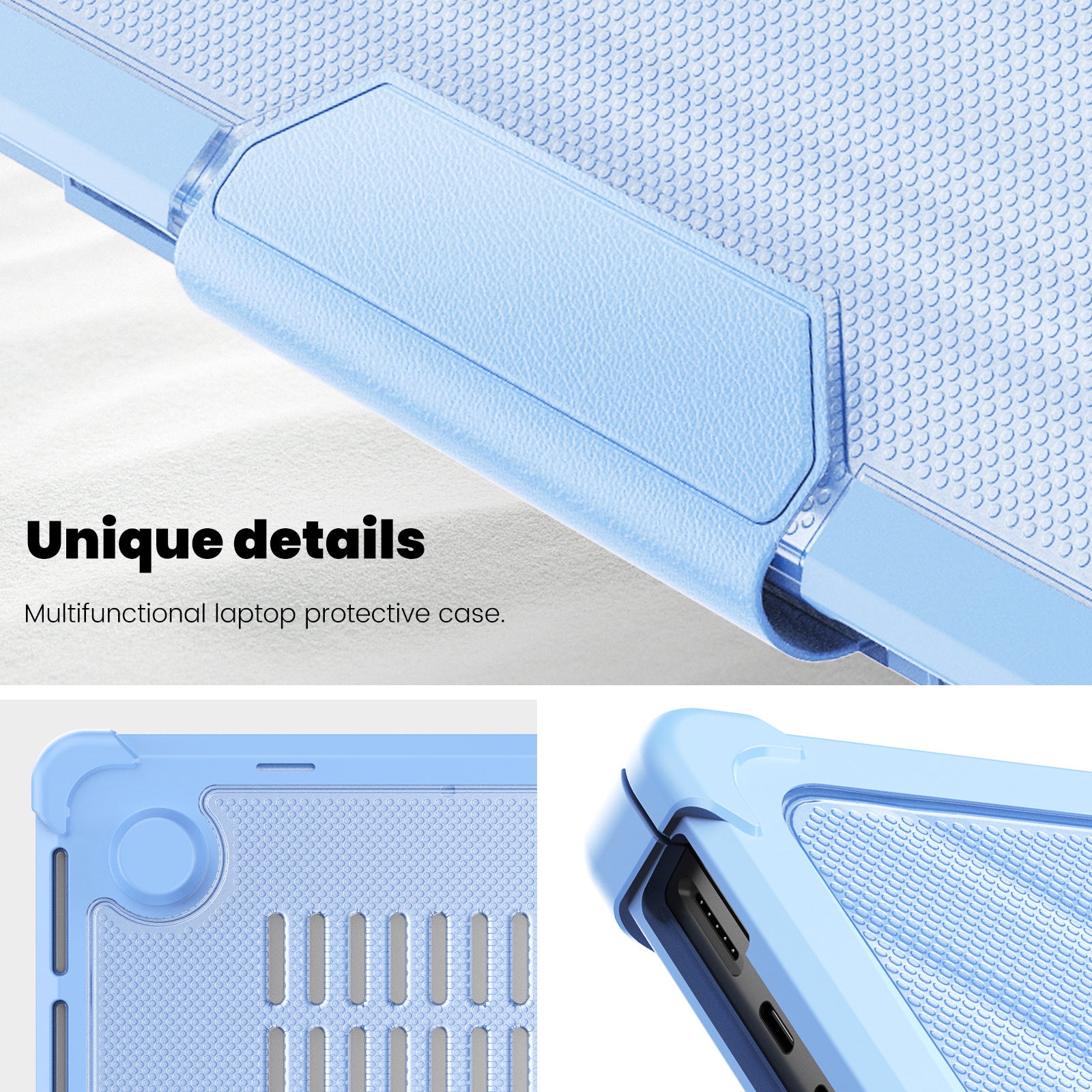For MacBook Pro 14 inch (2021) / (2023) (A2442 M1 Pro  /  M1 Max / A2779) Heat Dissipation Hard PC+TPU Laptop Case with Kickstand - Baby Blue
