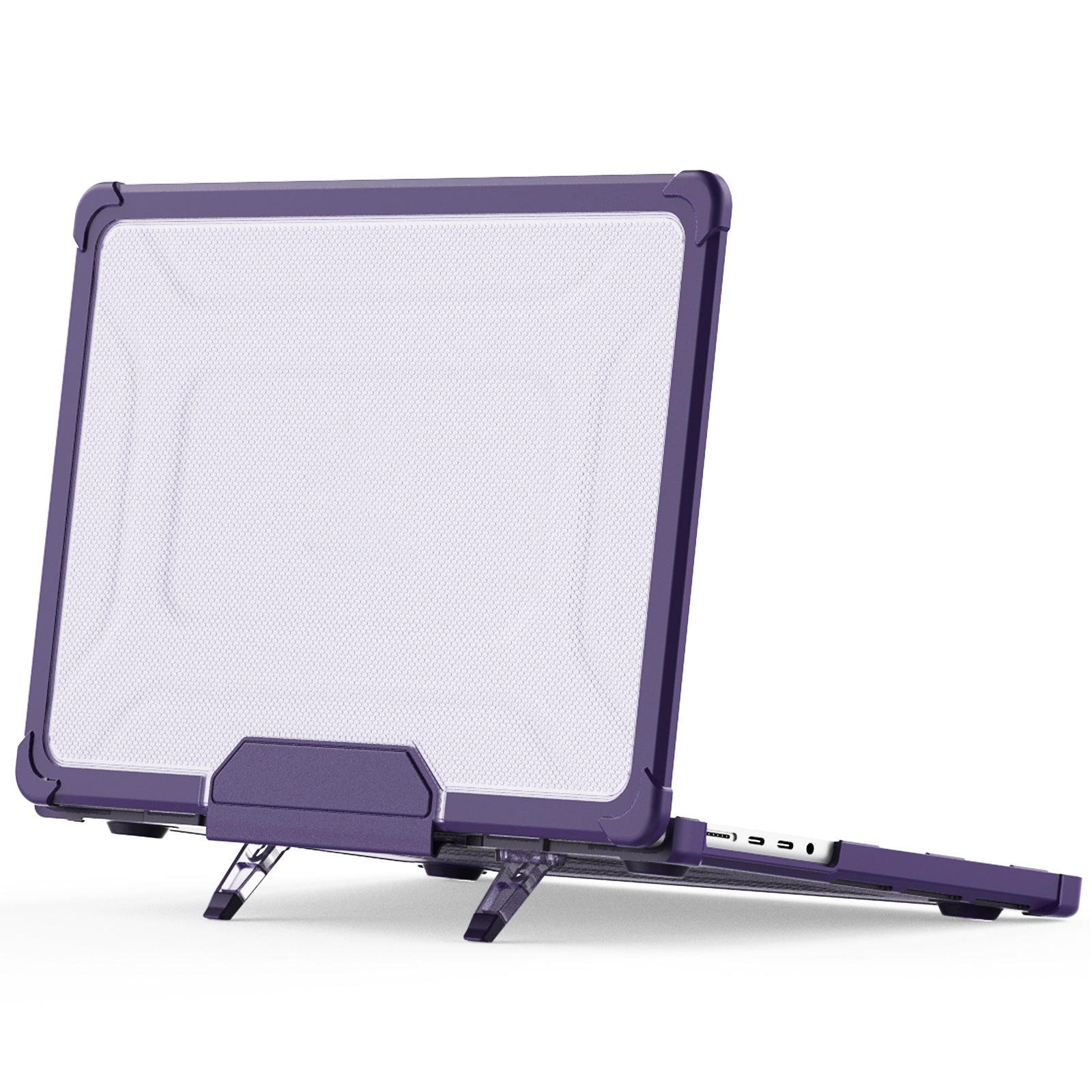 For MacBook Pro 14 inch (2021) / (2023) (A2442 M1 Pro  /  M1 Max / A2779) Heat Dissipation Hard PC+TPU Laptop Case with Kickstand - Purple