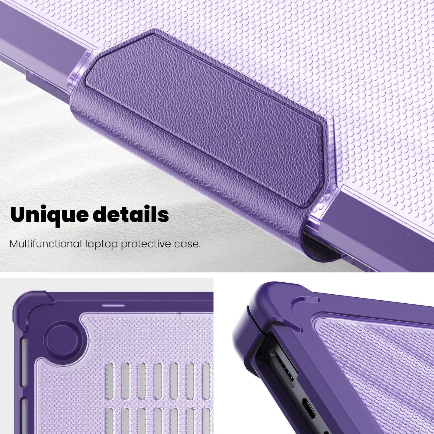 For MacBook Pro 14 inch (2021) / (2023) (A2442 M1 Pro  /  M1 Max / A2779) Heat Dissipation Hard PC+TPU Laptop Case with Kickstand - Purple
