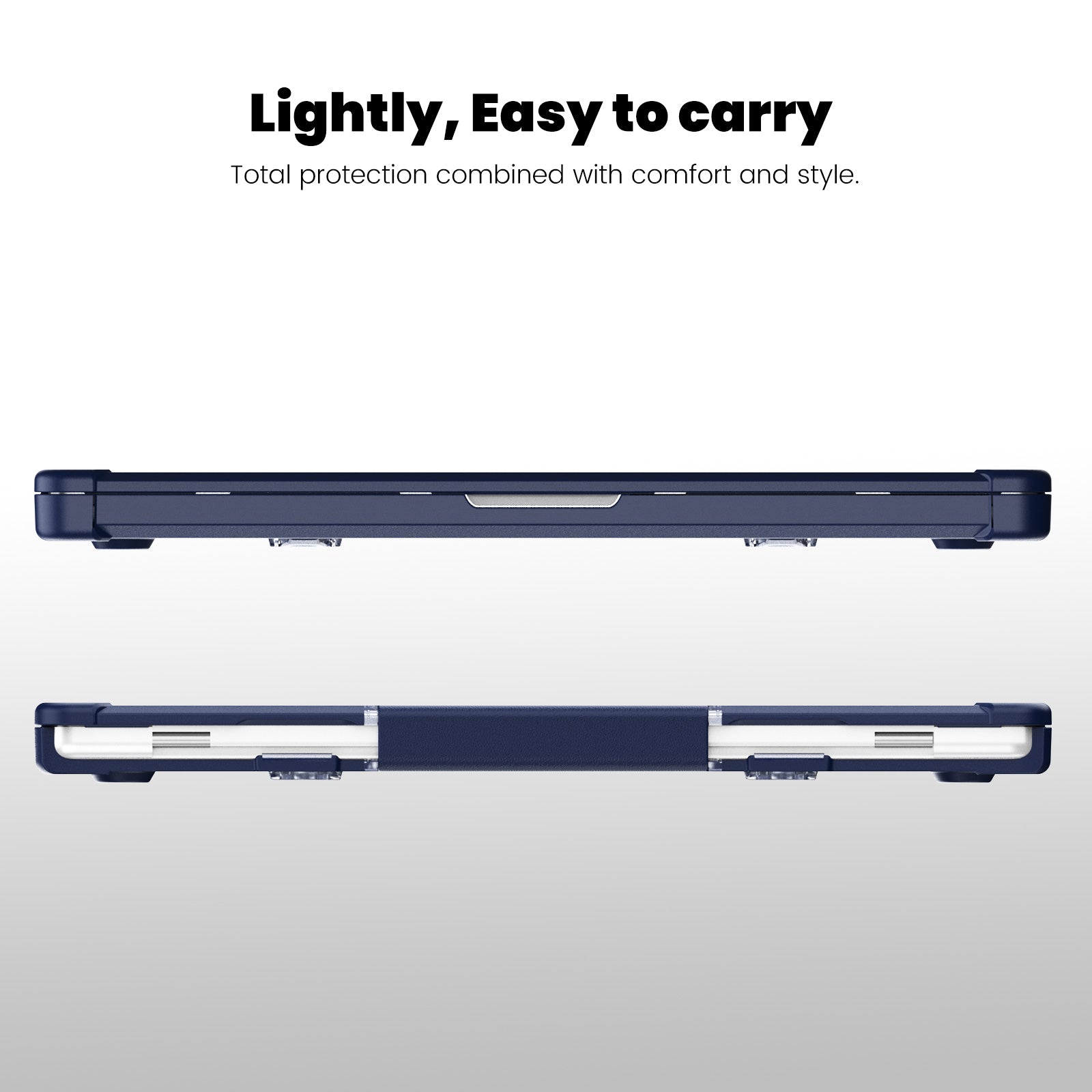 For MacBook Pro 16 inch (2021) / (2023) (A2485 M1 Pro  /  M1 Max / A2780) Anti-Slip Laptop Case Heat Dissipation PC+TPU Kickstand Cover - Navy Blue