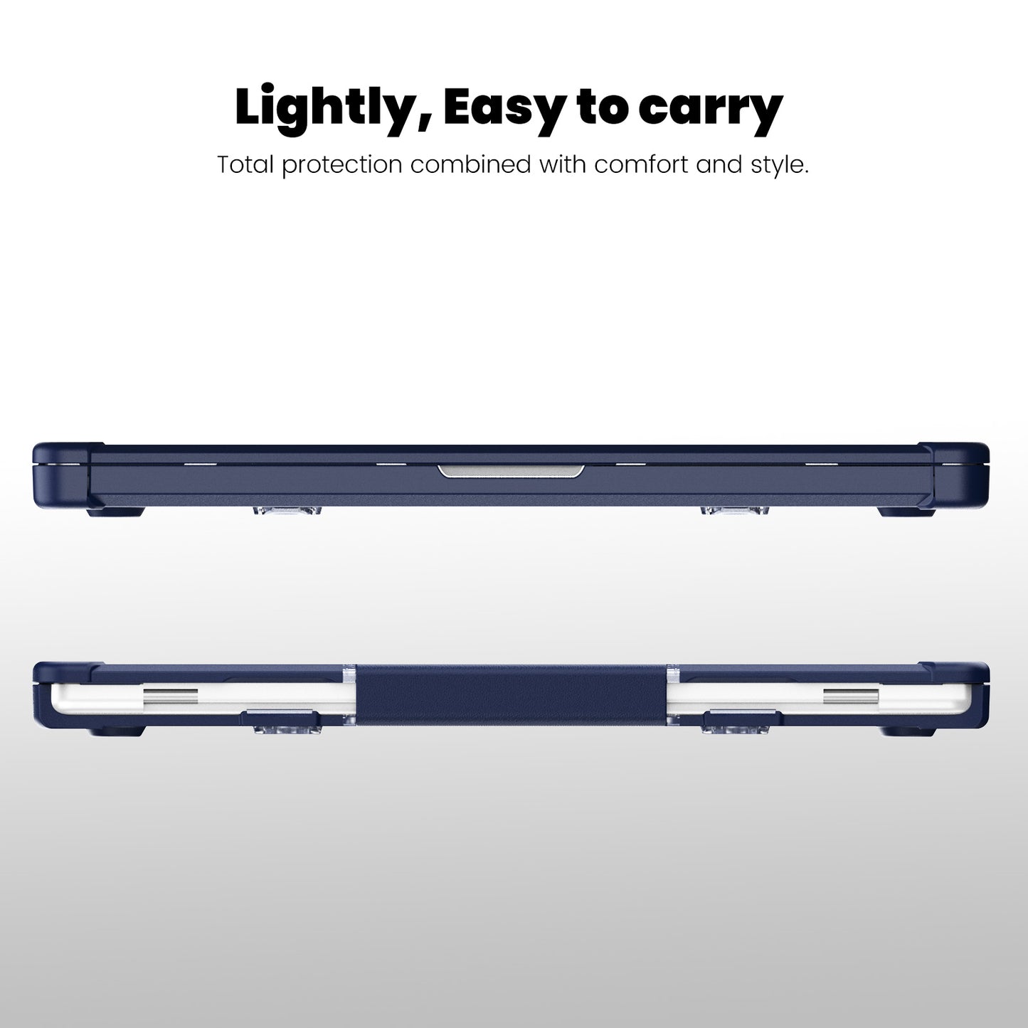 For MacBook Pro 16 inch (2021) / (2023) (A2485 M1 Pro  /  M1 Max / A2780) Anti-Slip Laptop Case Heat Dissipation PC+TPU Kickstand Cover - Navy Blue