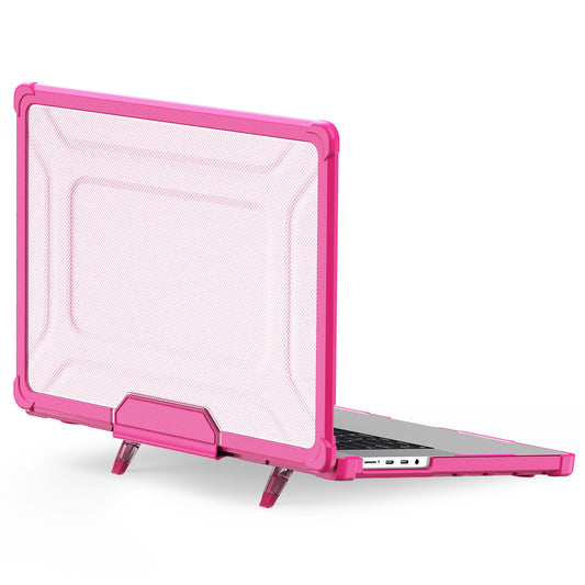 For MacBook Pro 16 inch (2021) / (2023) (A2485 M1 Pro  /  M1 Max / A2780) Anti-Slip Laptop Case Heat Dissipation PC+TPU Kickstand Cover - Rose