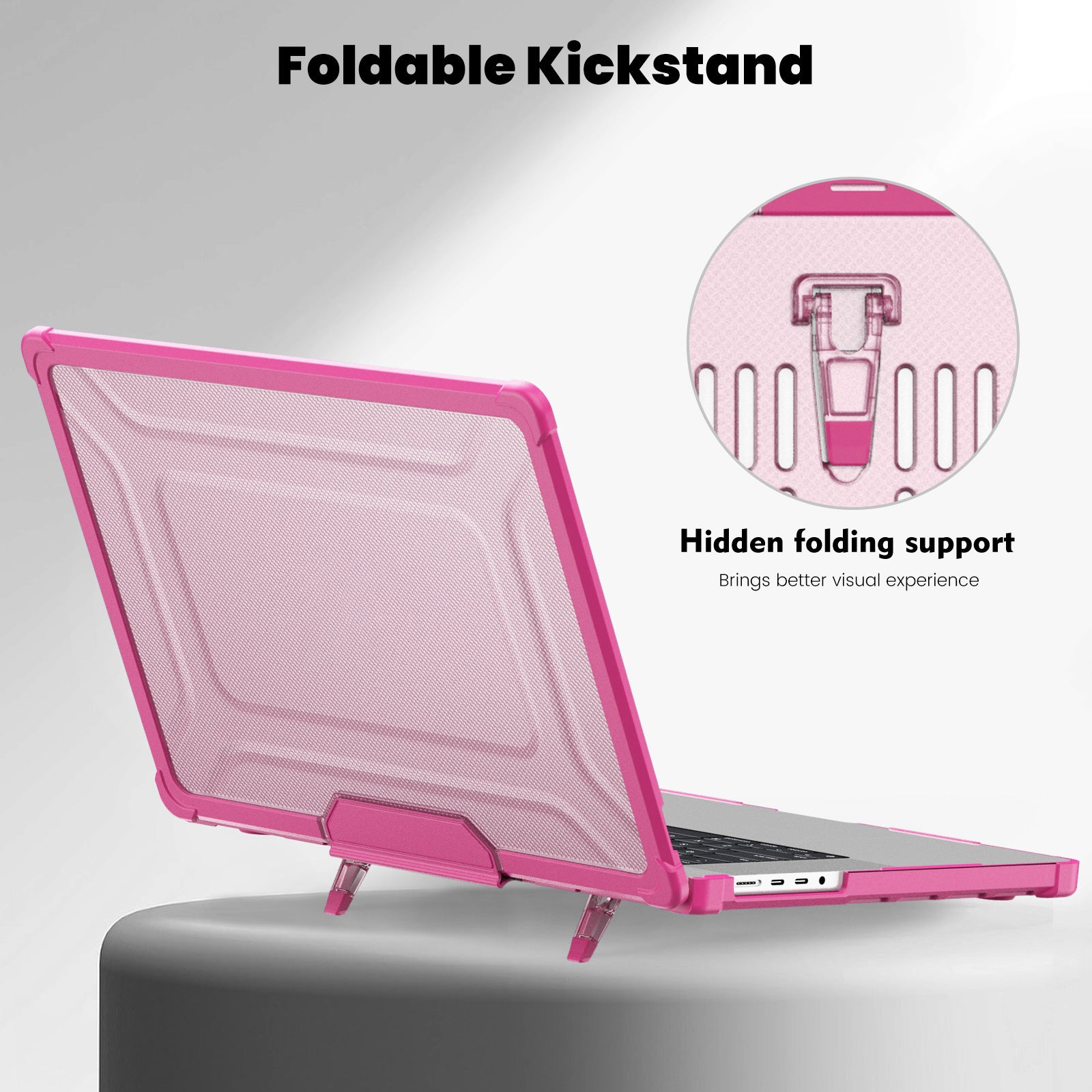For MacBook Pro 16 inch (2021) / (2023) (A2485 M1 Pro  /  M1 Max / A2780) Anti-Slip Laptop Case Heat Dissipation PC+TPU Kickstand Cover - Rose