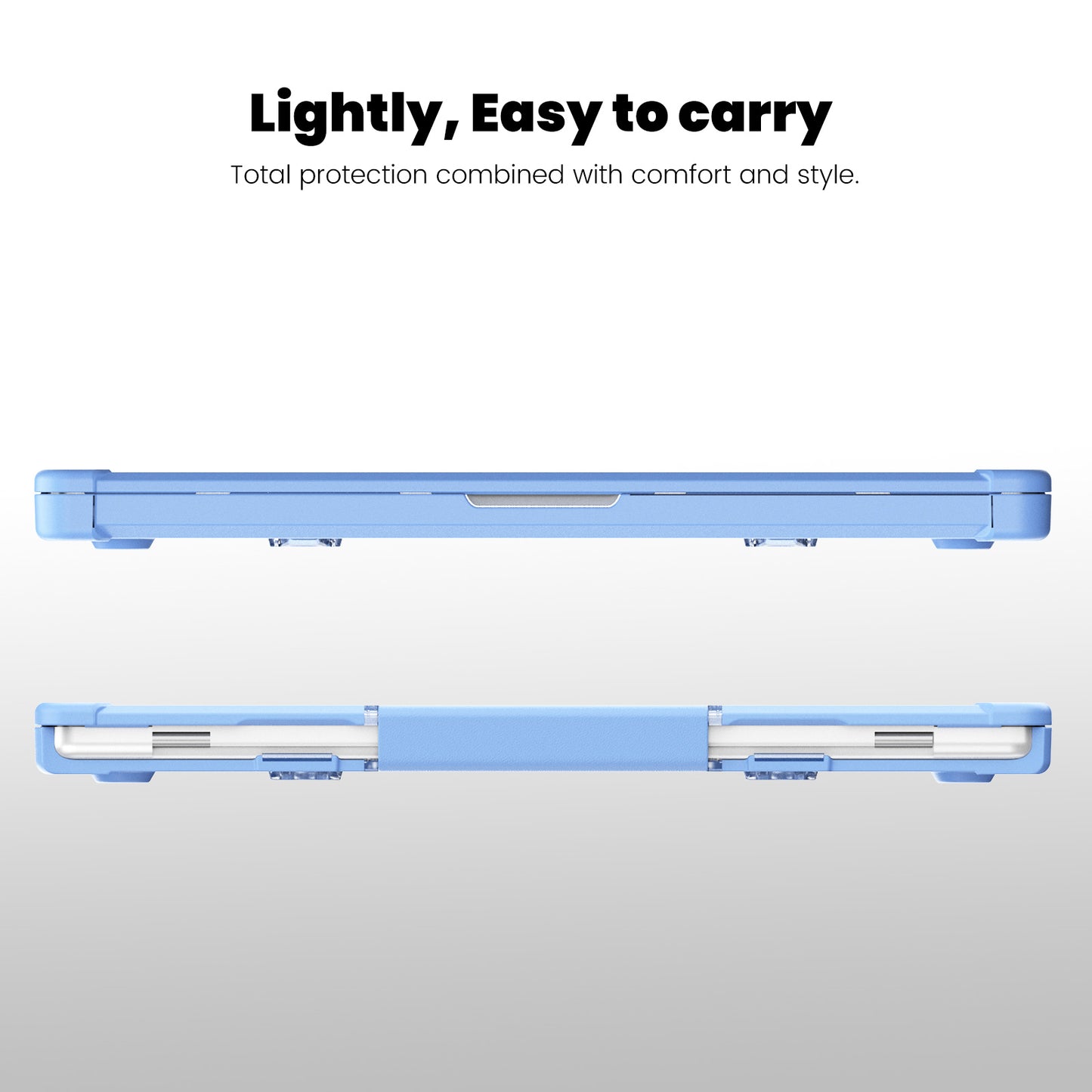 For MacBook Pro 16 inch (2021) / (2023) (A2485 M1 Pro  /  M1 Max / A2780) Anti-Slip Laptop Case Heat Dissipation PC+TPU Kickstand Cover - Baby Blue