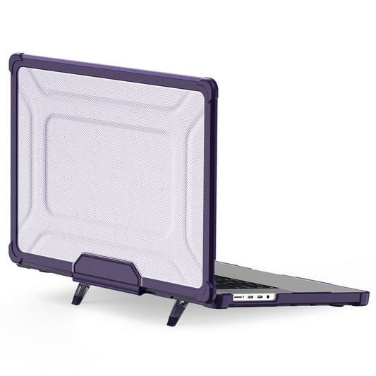 For MacBook Pro 16 inch (2021) / (2023) (A2485 M1 Pro  /  M1 Max / A2780) Anti-Slip Laptop Case Heat Dissipation PC+TPU Kickstand Cover - Purple