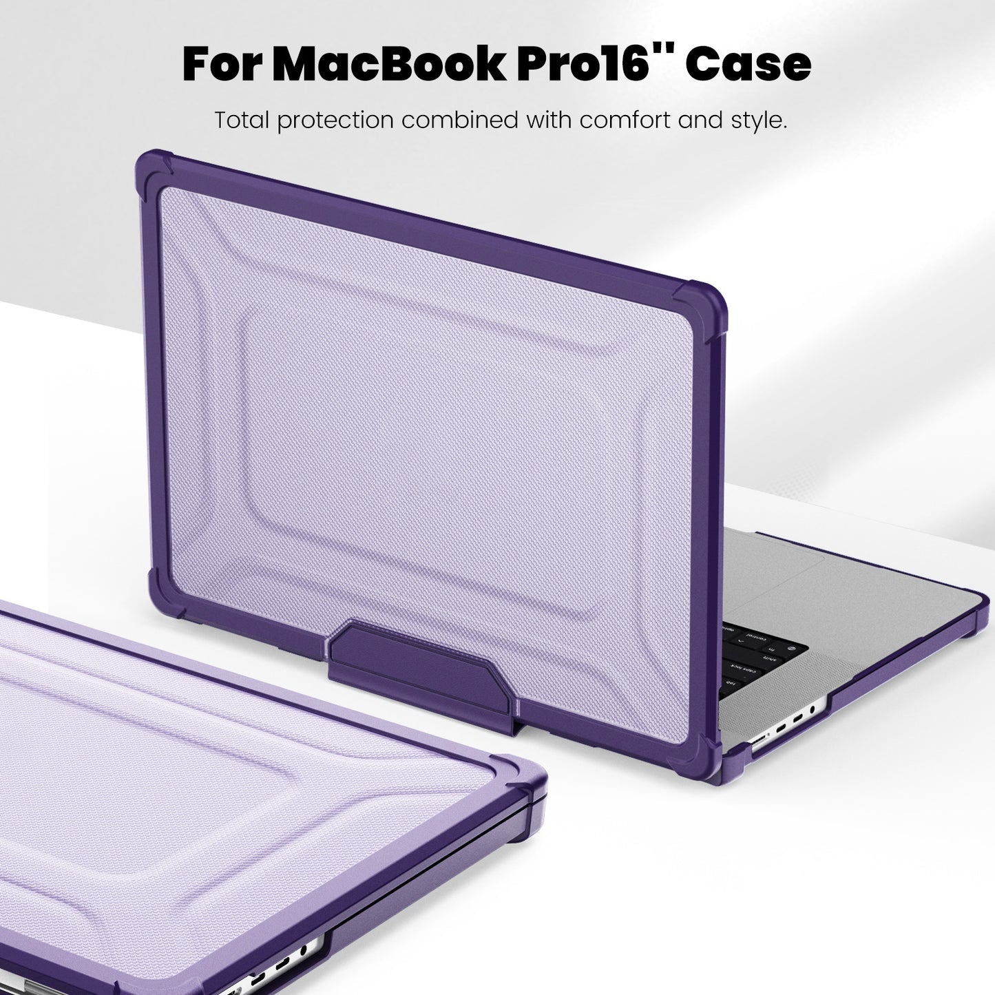 For MacBook Pro 16 inch (2021) / (2023) (A2485 M1 Pro  /  M1 Max / A2780) Anti-Slip Laptop Case Heat Dissipation PC+TPU Kickstand Cover - Purple