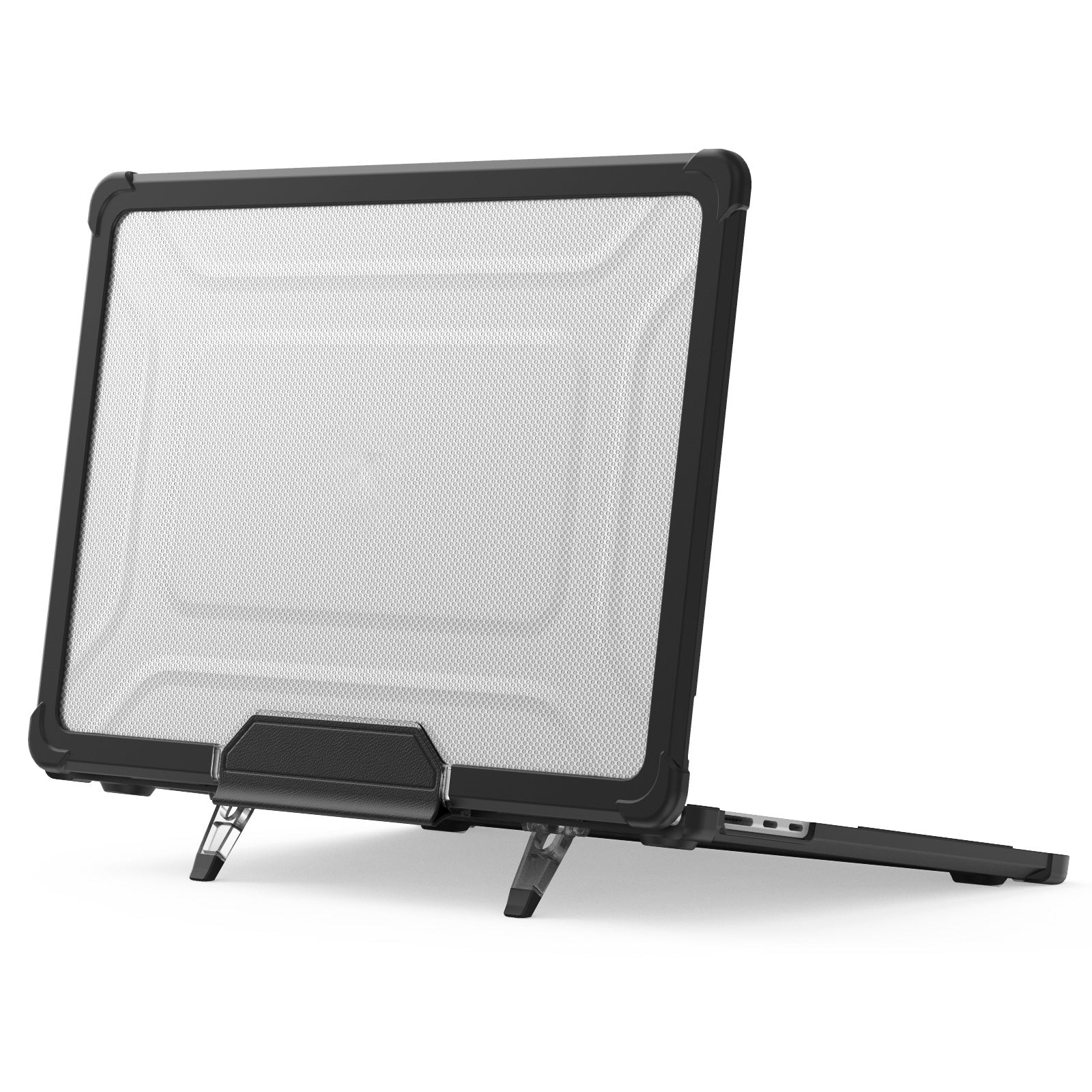 For Macbook Air 15 inch (2023) M2 A2941 PC+TPU Laptop Case Heat Dissipation Kickstand Non-slip Notebook Cover - Black