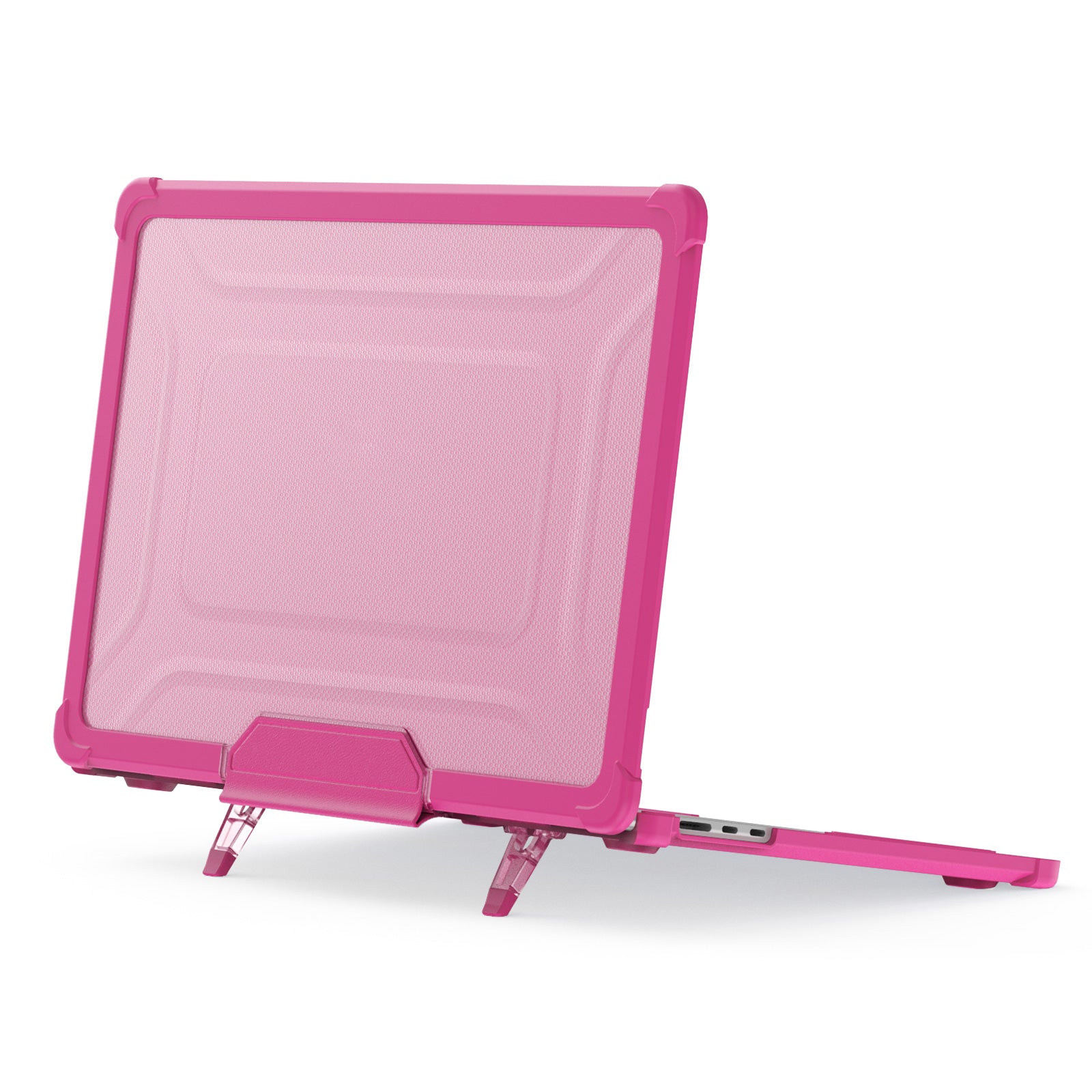 For Macbook Air 15 inch (2023) M2 A2941 PC+TPU Laptop Case Heat Dissipation Kickstand Non-slip Notebook Cover - Rose