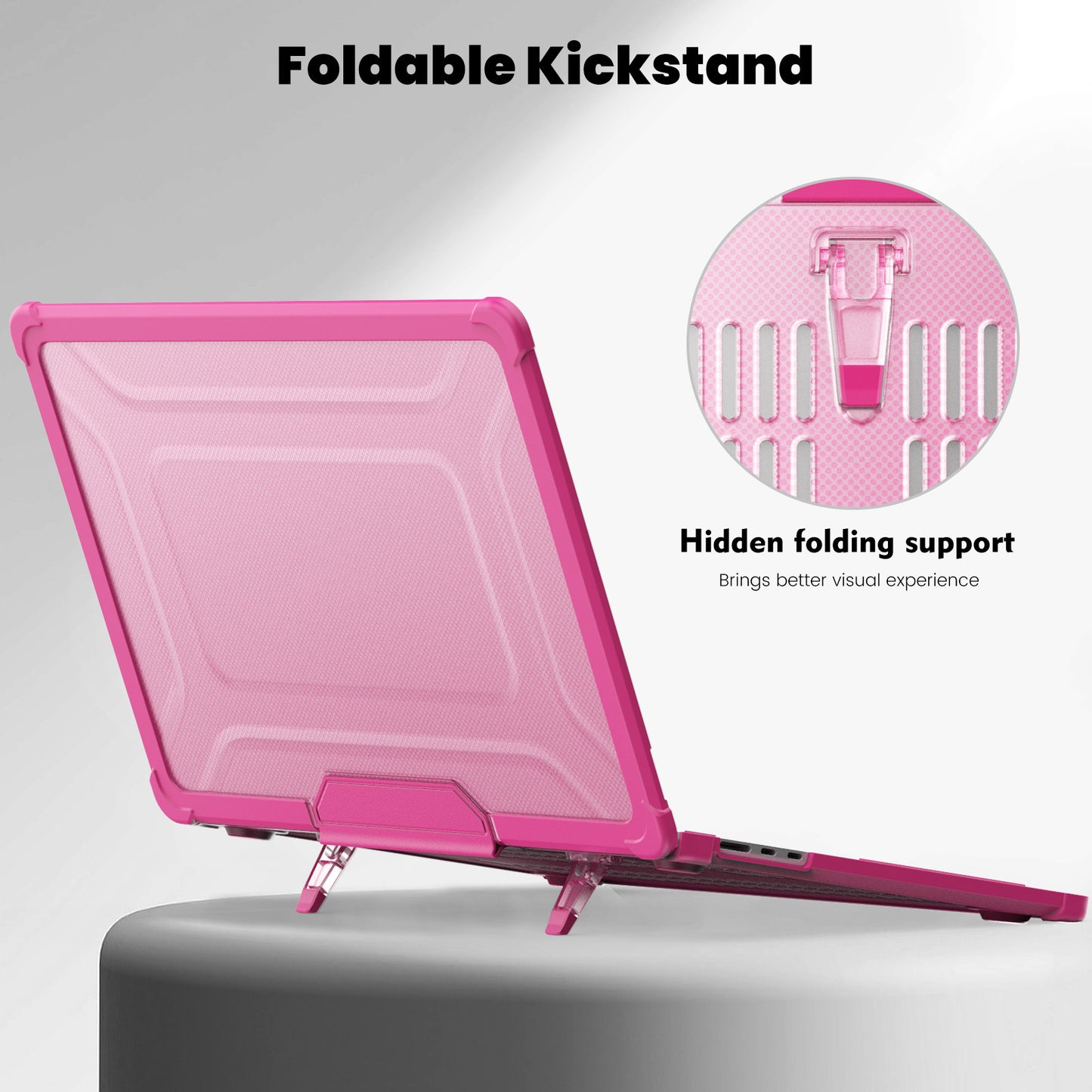 For Macbook Air 15 inch (2023) M2 A2941 PC+TPU Laptop Case Heat Dissipation Kickstand Non-slip Notebook Cover - Rose