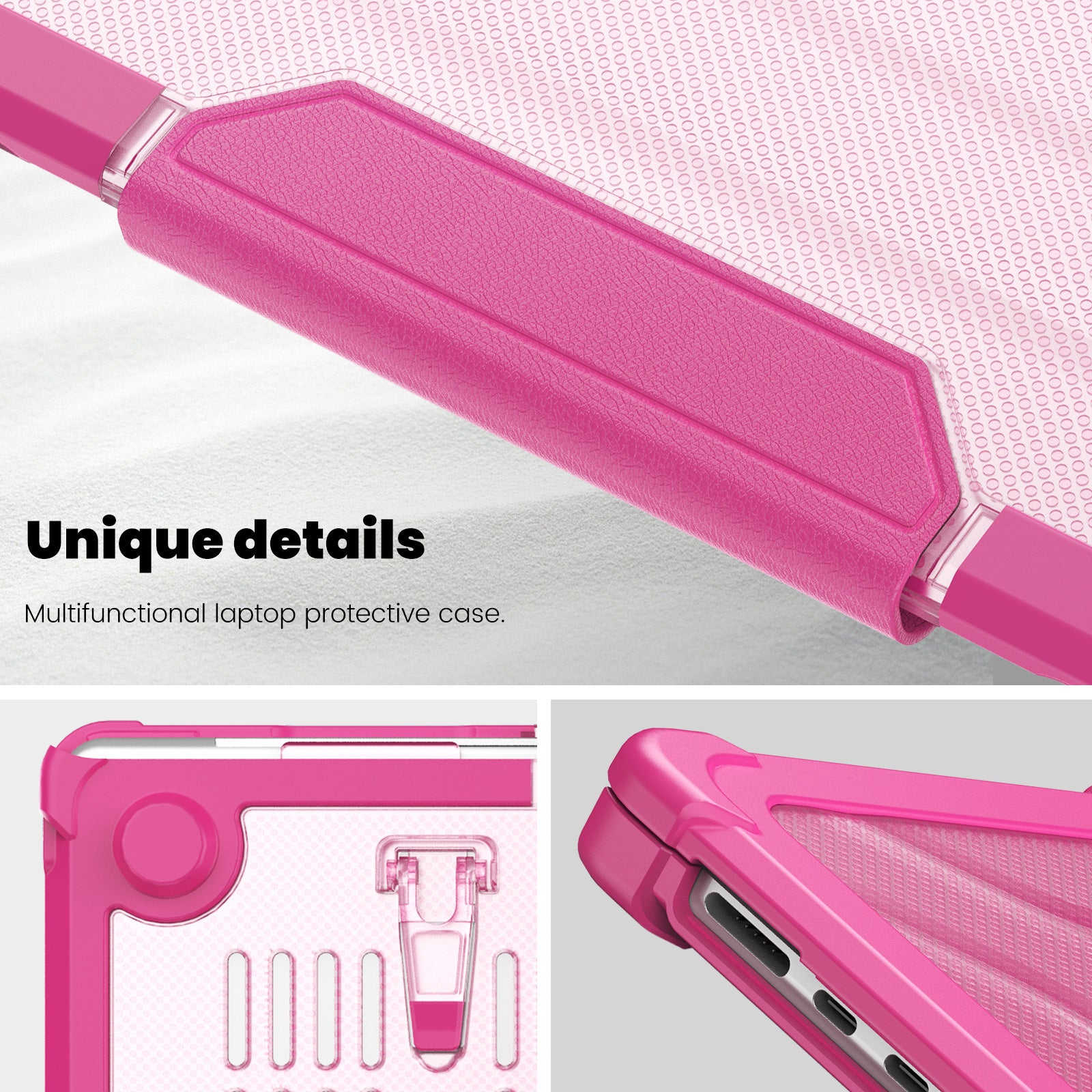 For Macbook Air 15 inch (2023) M2 A2941 PC+TPU Laptop Case Heat Dissipation Kickstand Non-slip Notebook Cover - Rose