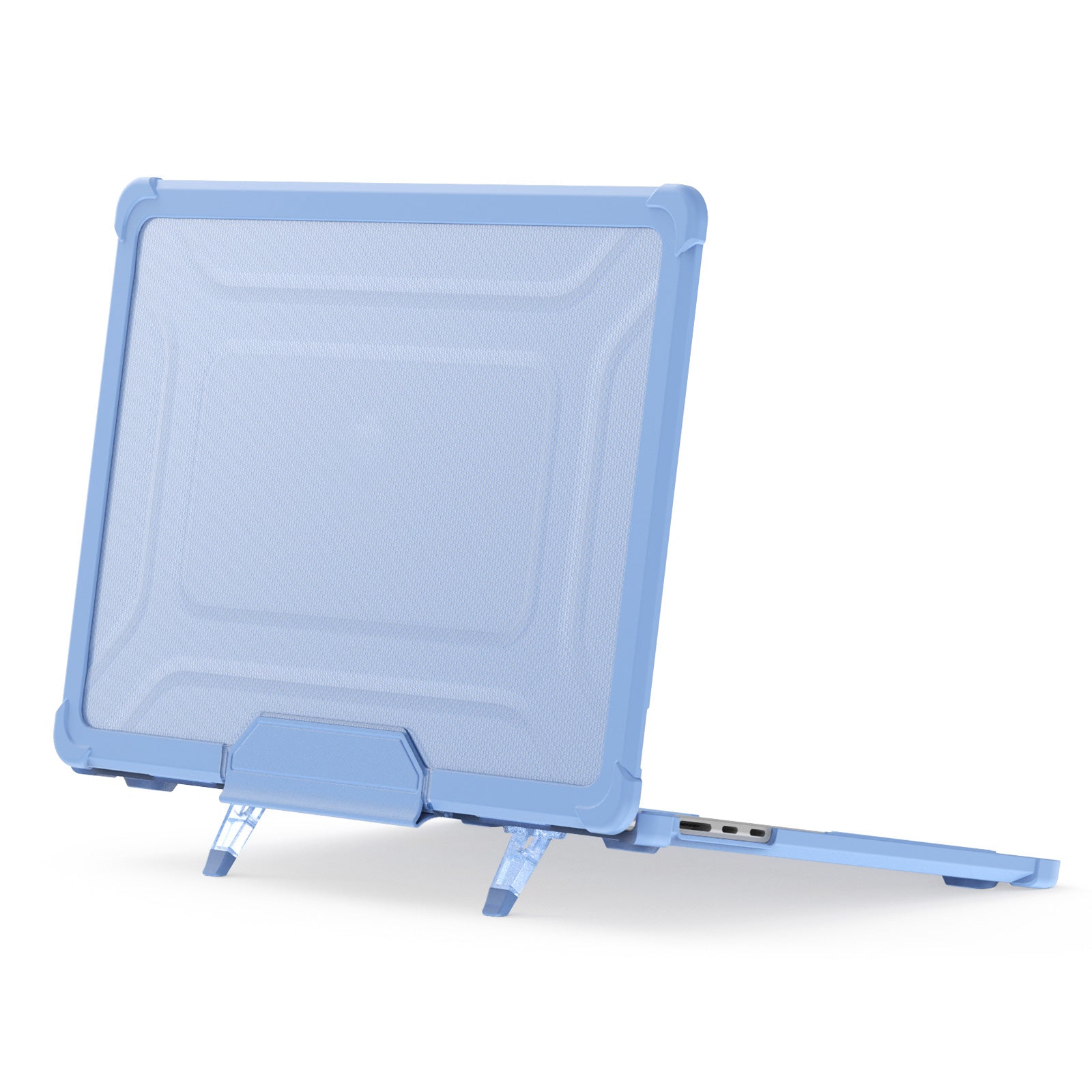For Macbook Air 15 inch (2023) M2 A2941 PC+TPU Laptop Case Heat Dissipation Kickstand Non-slip Notebook Cover - Baby Blue
