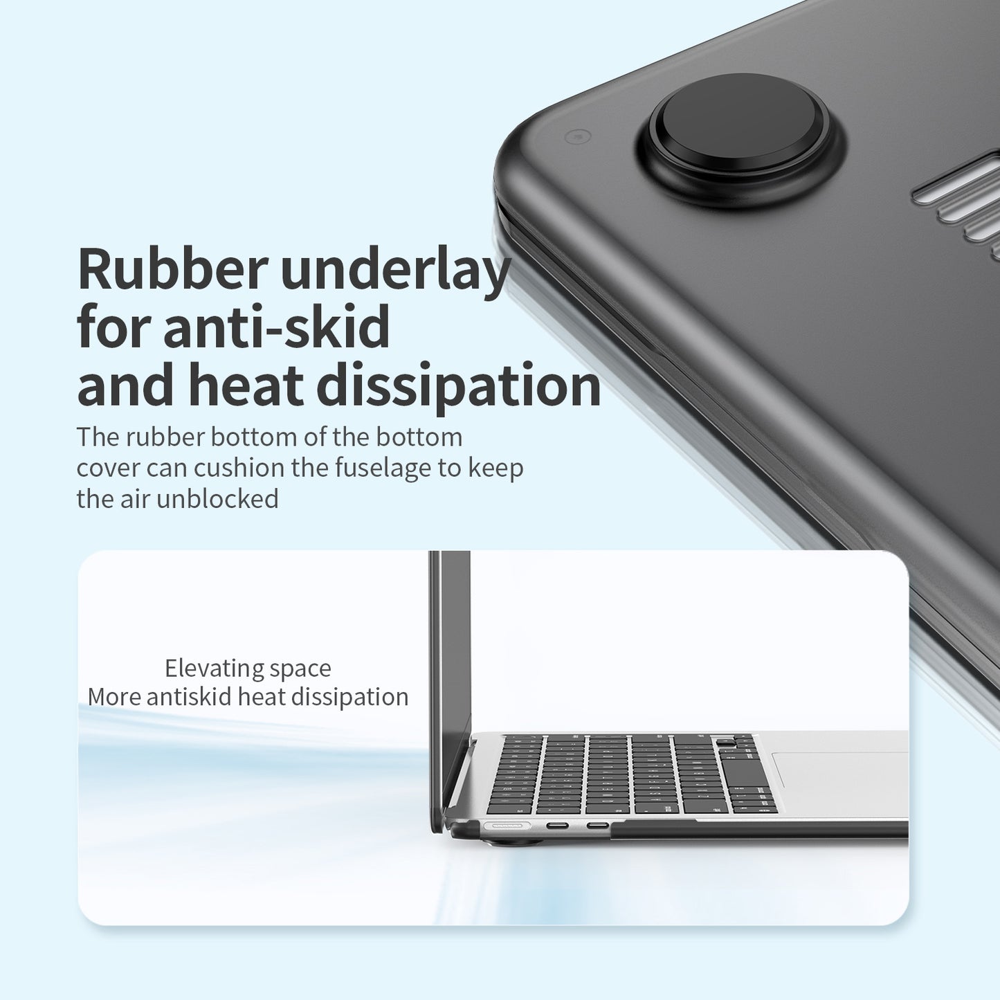 Uniqkart Matte Hard PC Case for Macbook Air 15 inch (2023) A2941 Lightweight Shockproof Laptop Cover - Transparent Black