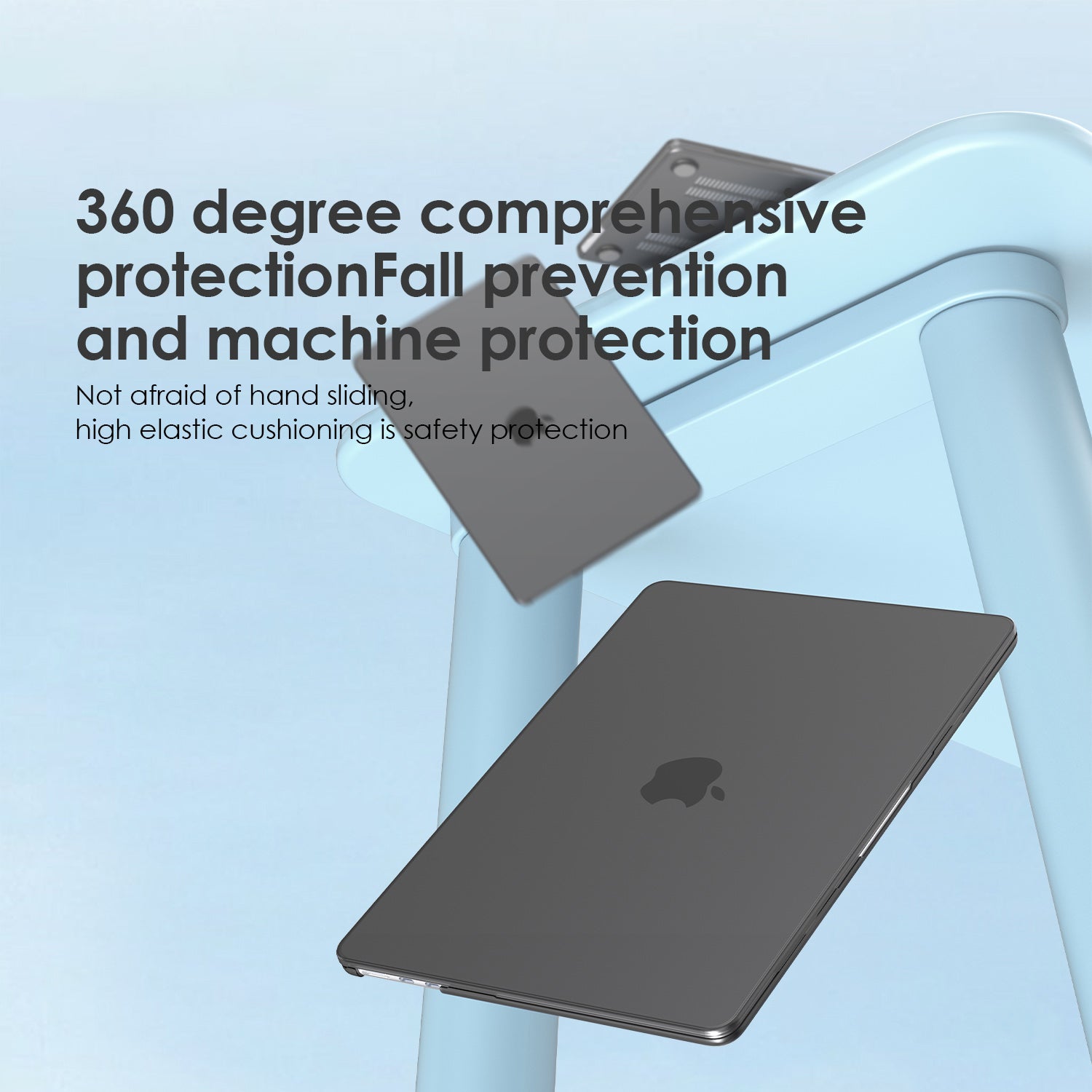 Uniqkart Matte Hard PC Case for Macbook Air 15 inch (2023) A2941 Lightweight Shockproof Laptop Cover - Transparent Black