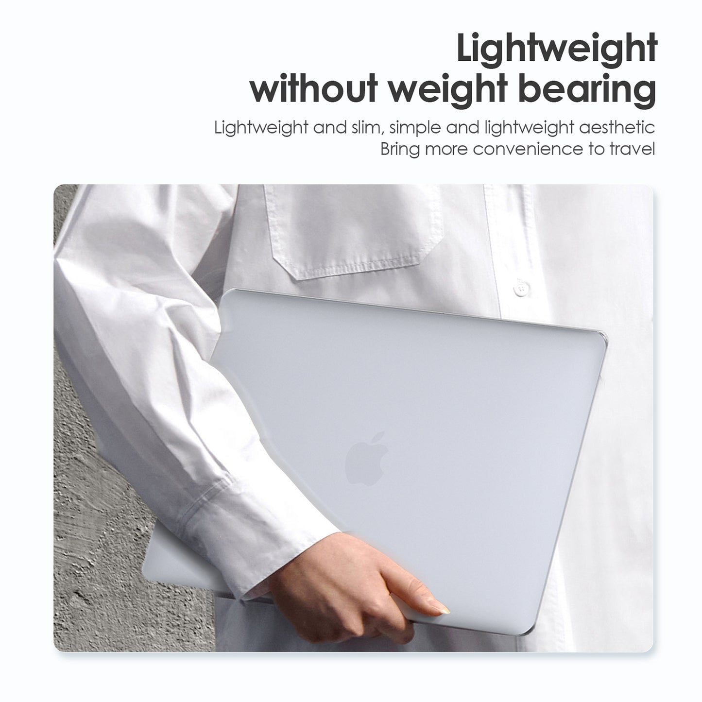 Uniqkart Matte Hard PC Case for Macbook Air 15 inch (2023) A2941 Lightweight Shockproof Laptop Cover - Transparent White