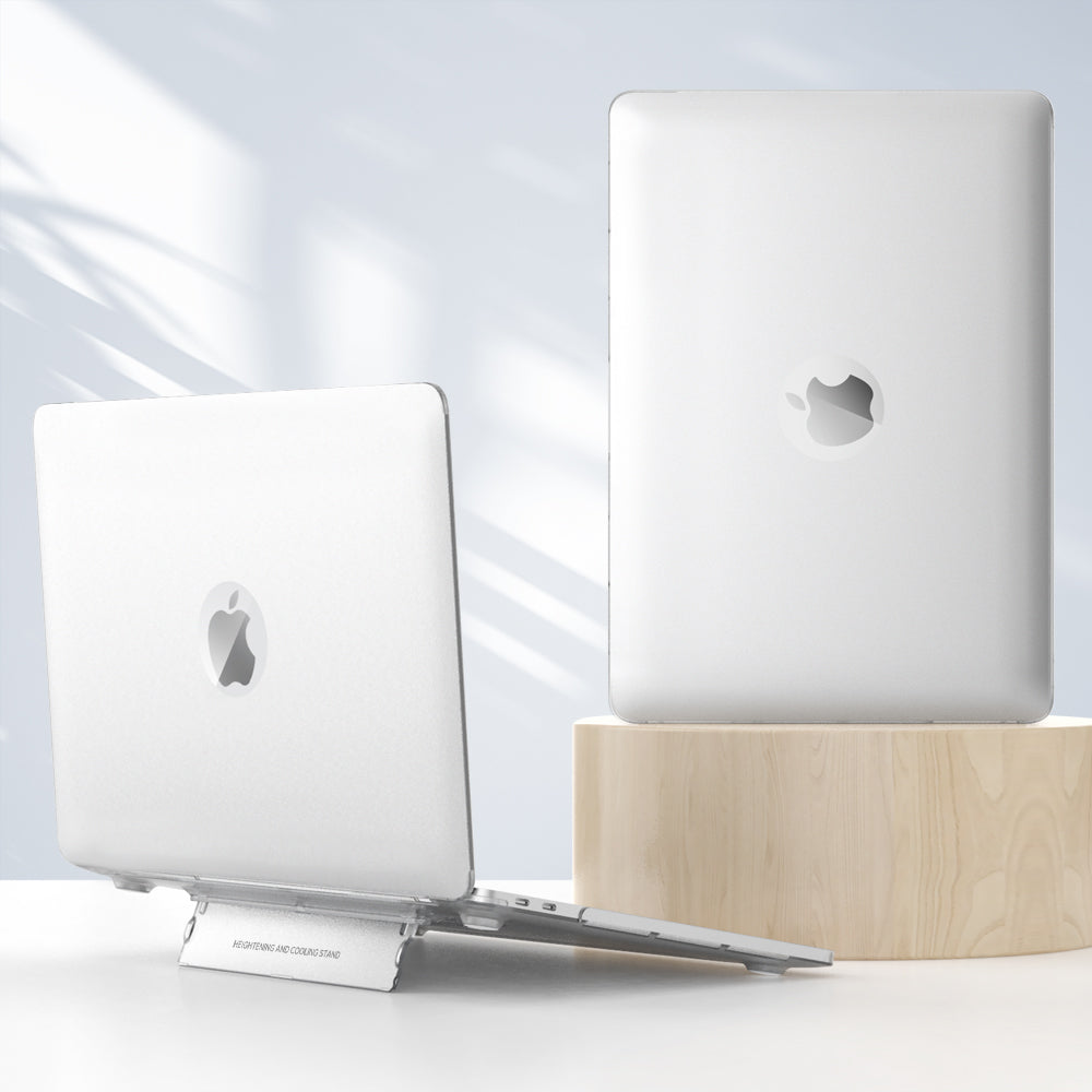 Matte Hard PC Case for Macbook Air 15 inch (2023) A2941 Lightweight Shockproof Laptop Cover with Kickstand - White
