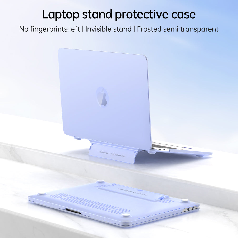 Matte Hard PC Case for Macbook Air 15 inch (2023) A2941 Lightweight Shockproof Laptop Cover with Kickstand - White