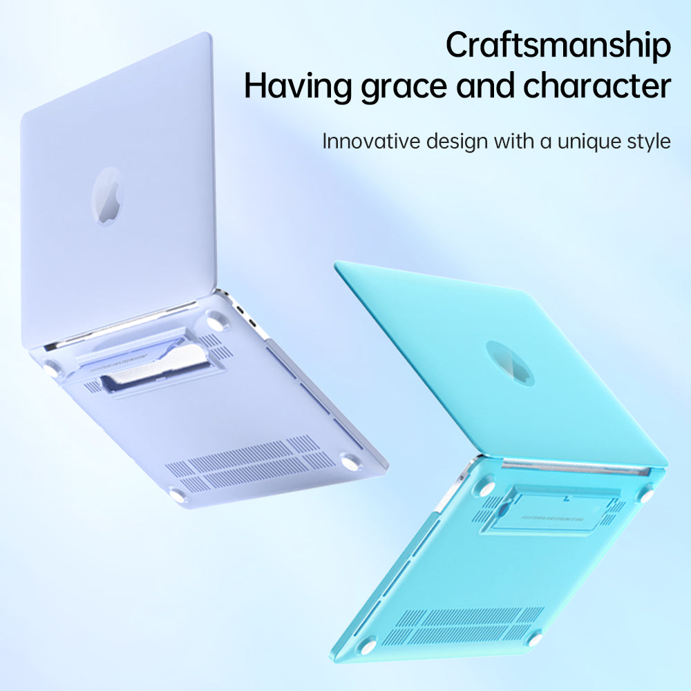 Matte Hard PC Case for Macbook Air 15 inch (2023) A2941 Lightweight Shockproof Laptop Cover with Kickstand - White