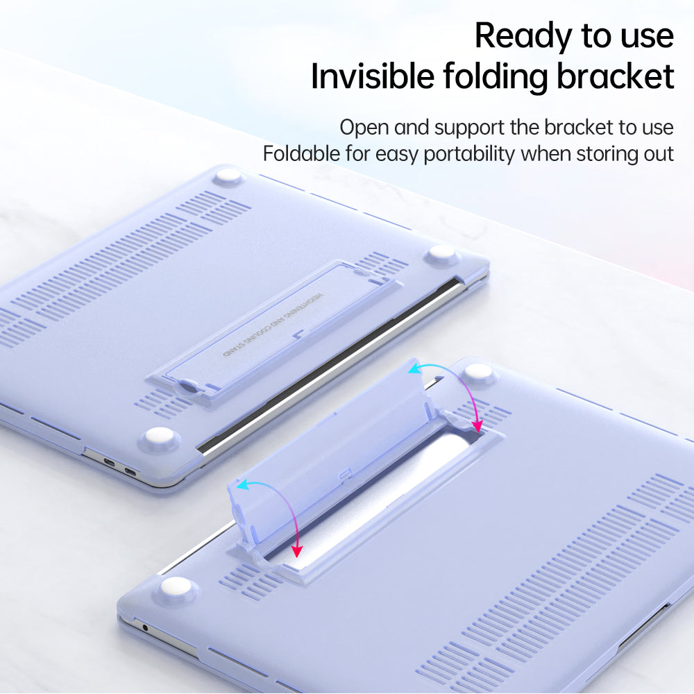 Matte Hard PC Case for Macbook Air 15 inch (2023) A2941 Lightweight Shockproof Laptop Cover with Kickstand - White